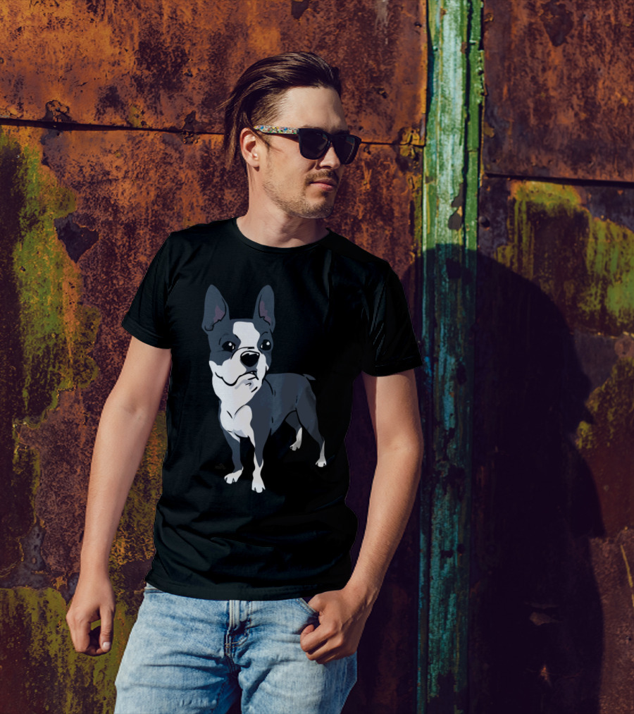 Boston Terrier Cartoon Dog T-Shirt
