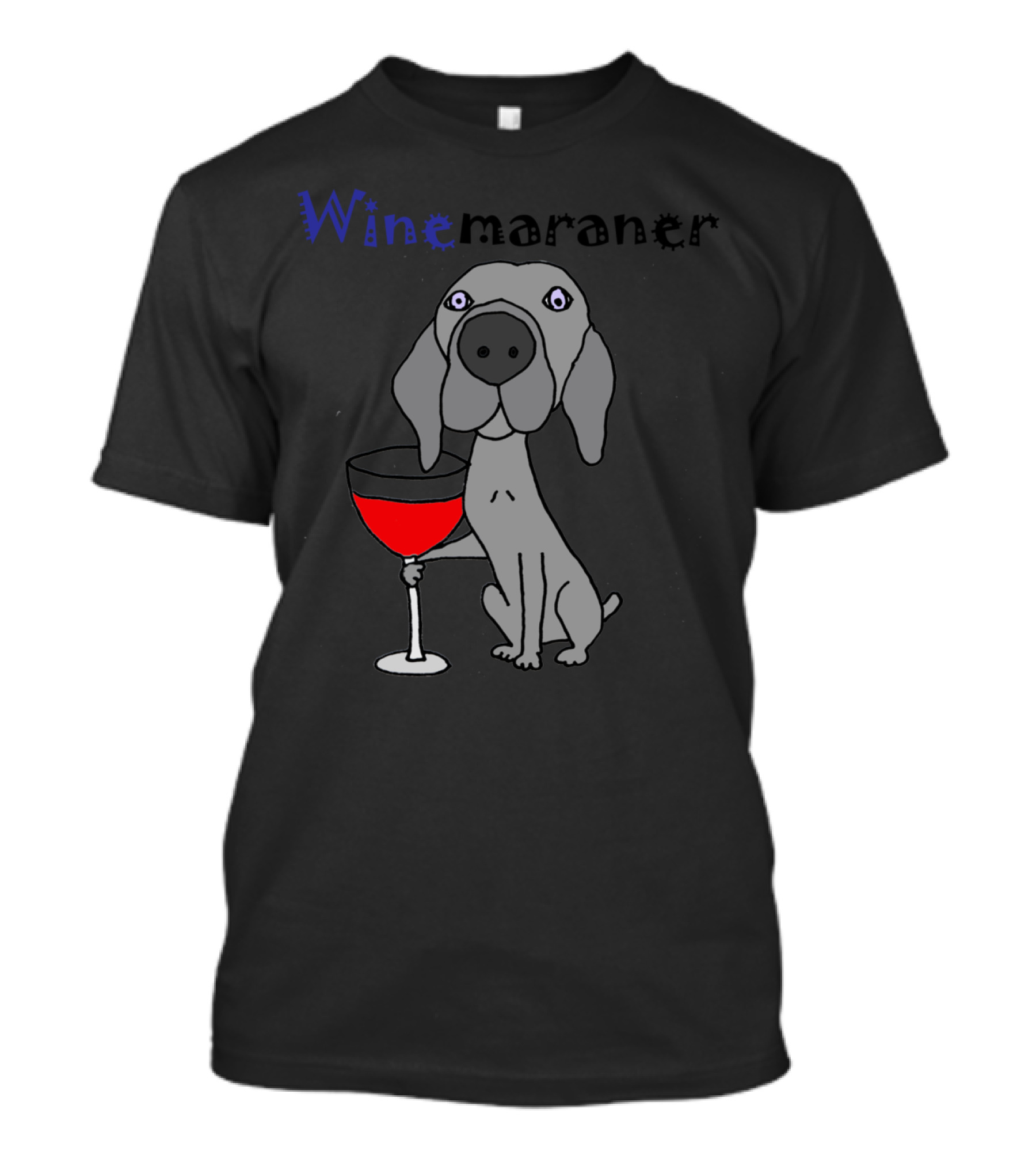 Winemaraner Dog With Red Wine Glass T-Shirt