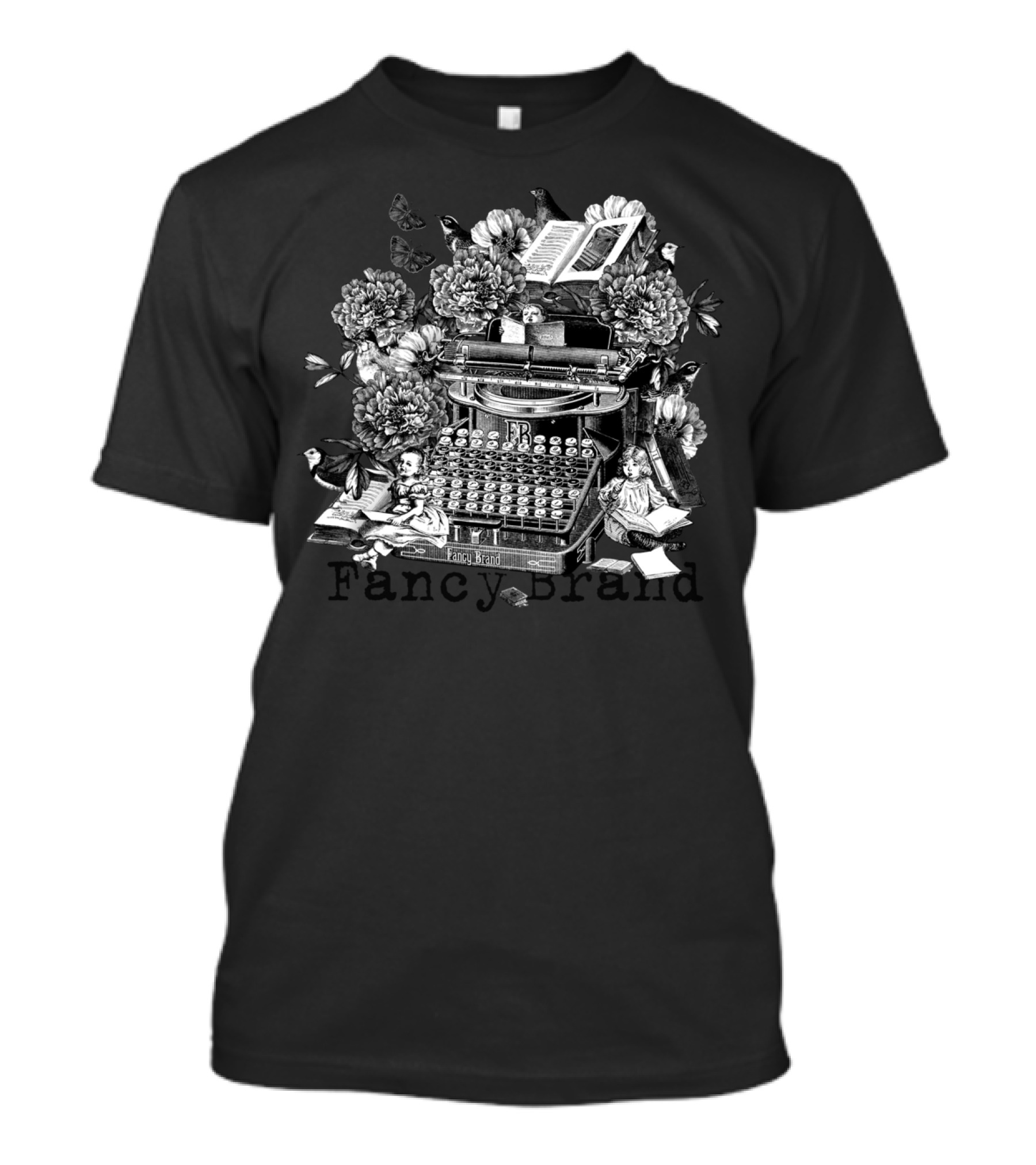 Fancy Brand Vintage Typewriter With Books And Flowers T-Shirt