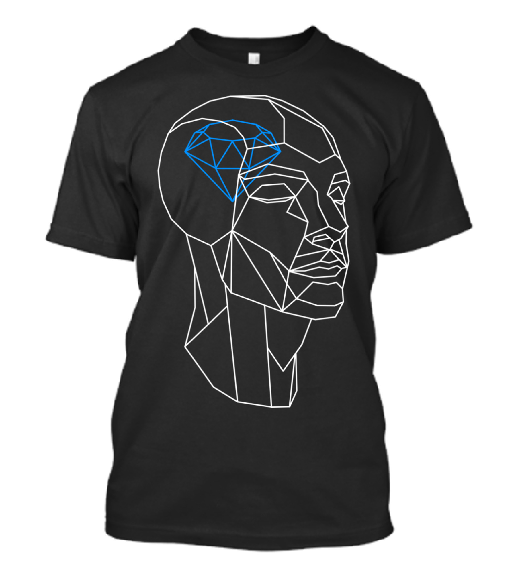 Geometric Head Profile With Blue Diamond Creativity Negative T-Shirt