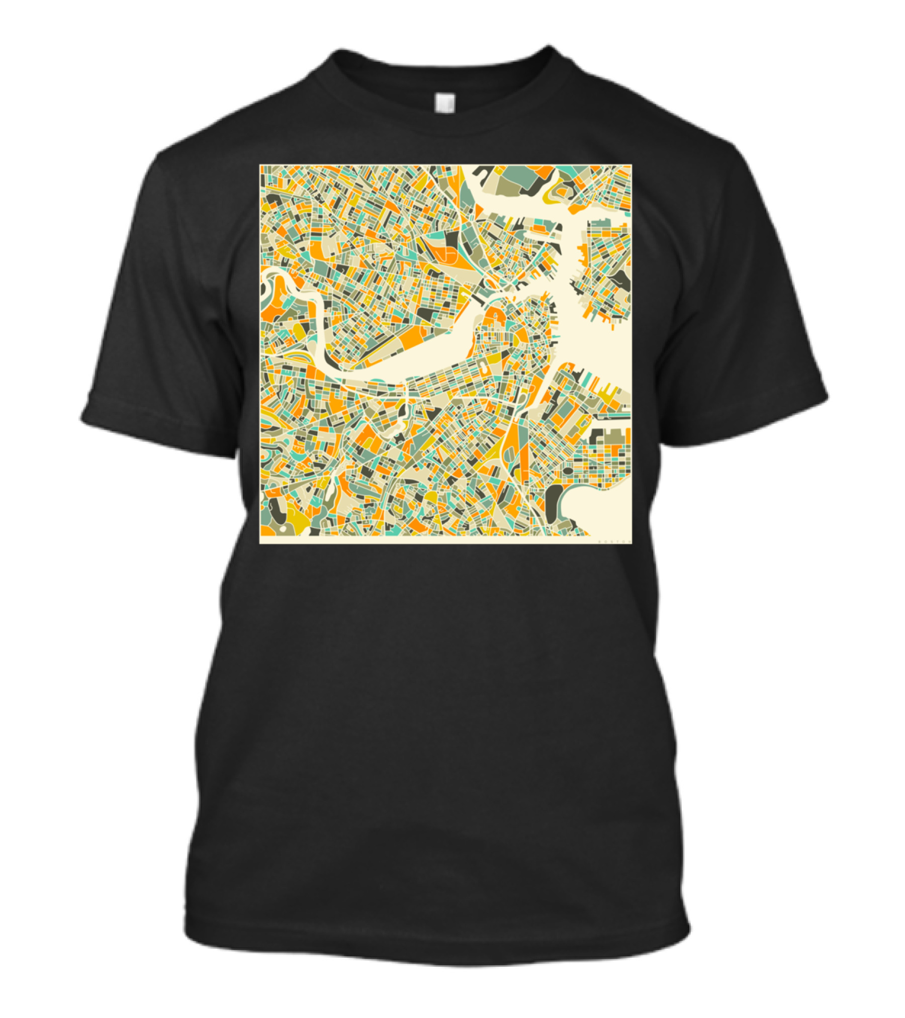 BOSTON CITY MAP VINTAGE MULTICOLOR STREET T-Shirt