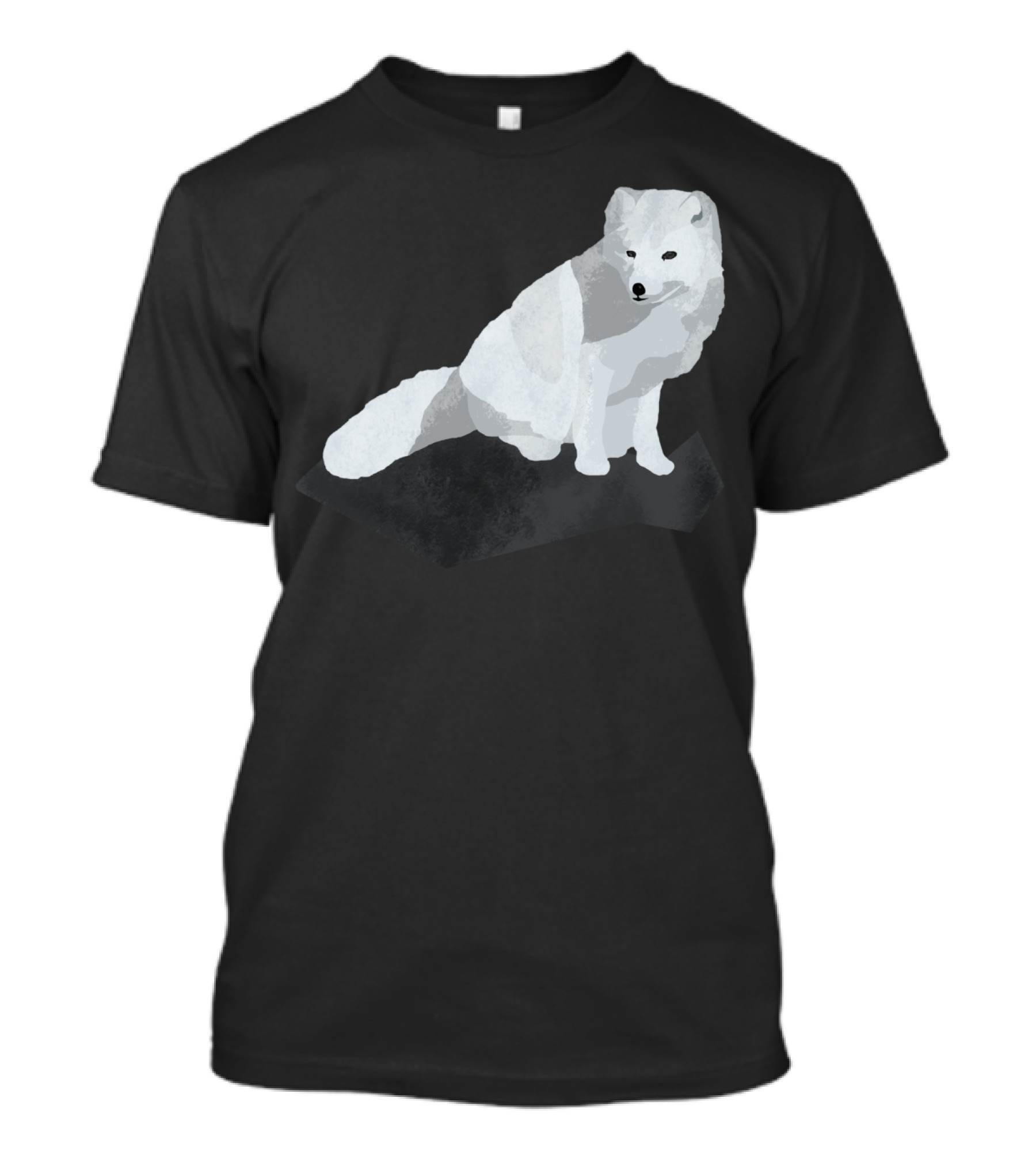 Arctic Fox Sitting On Dark Geometric Shape T-Shirt