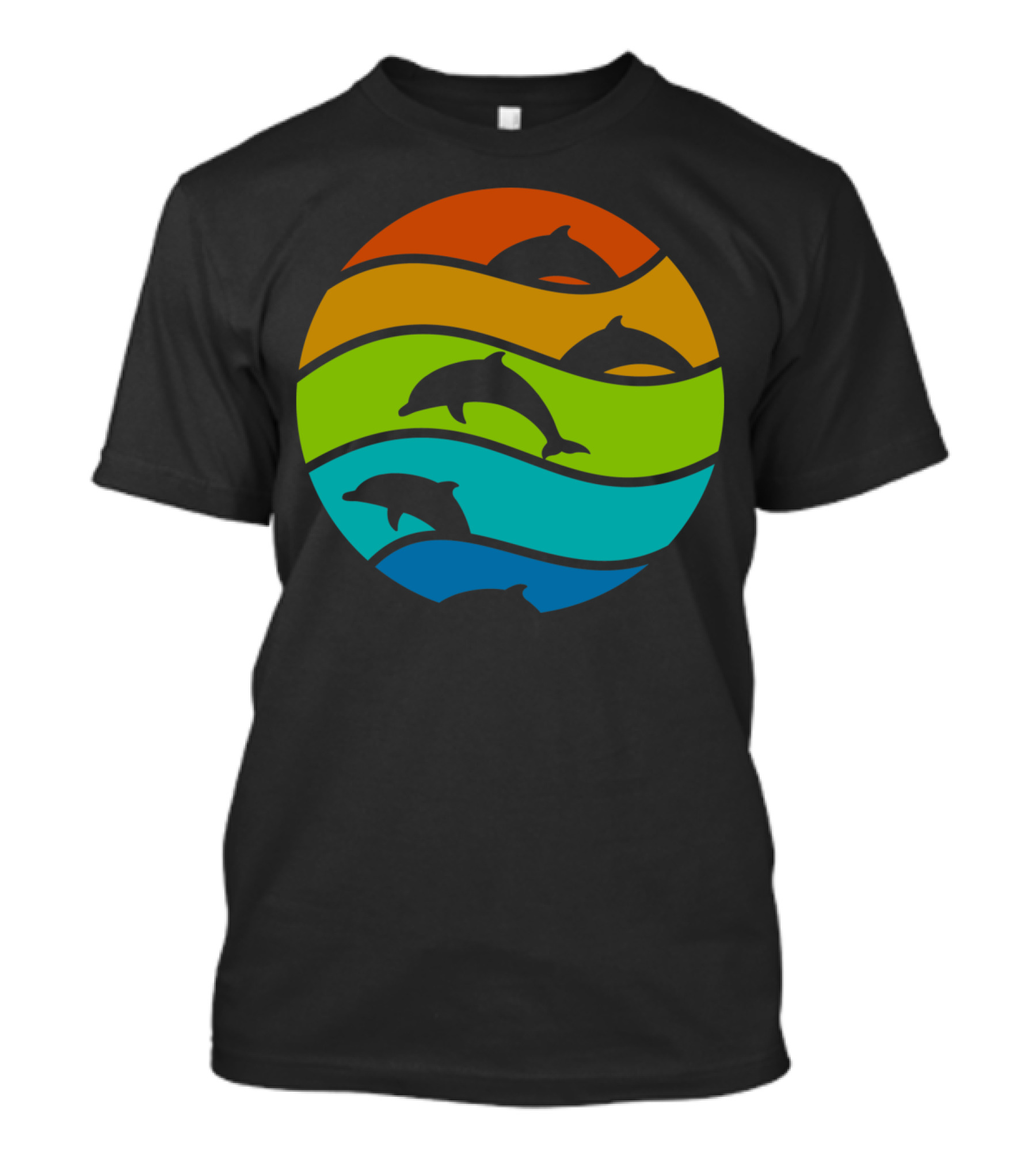 Dolphin Rainbow Waves Circle T-Shirt