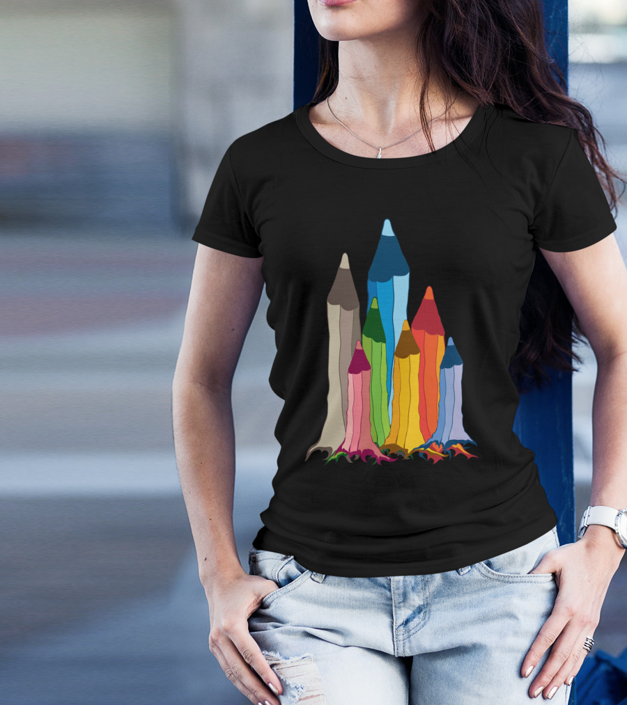 Creativity Colorful Pencil Skyline T-Shirt