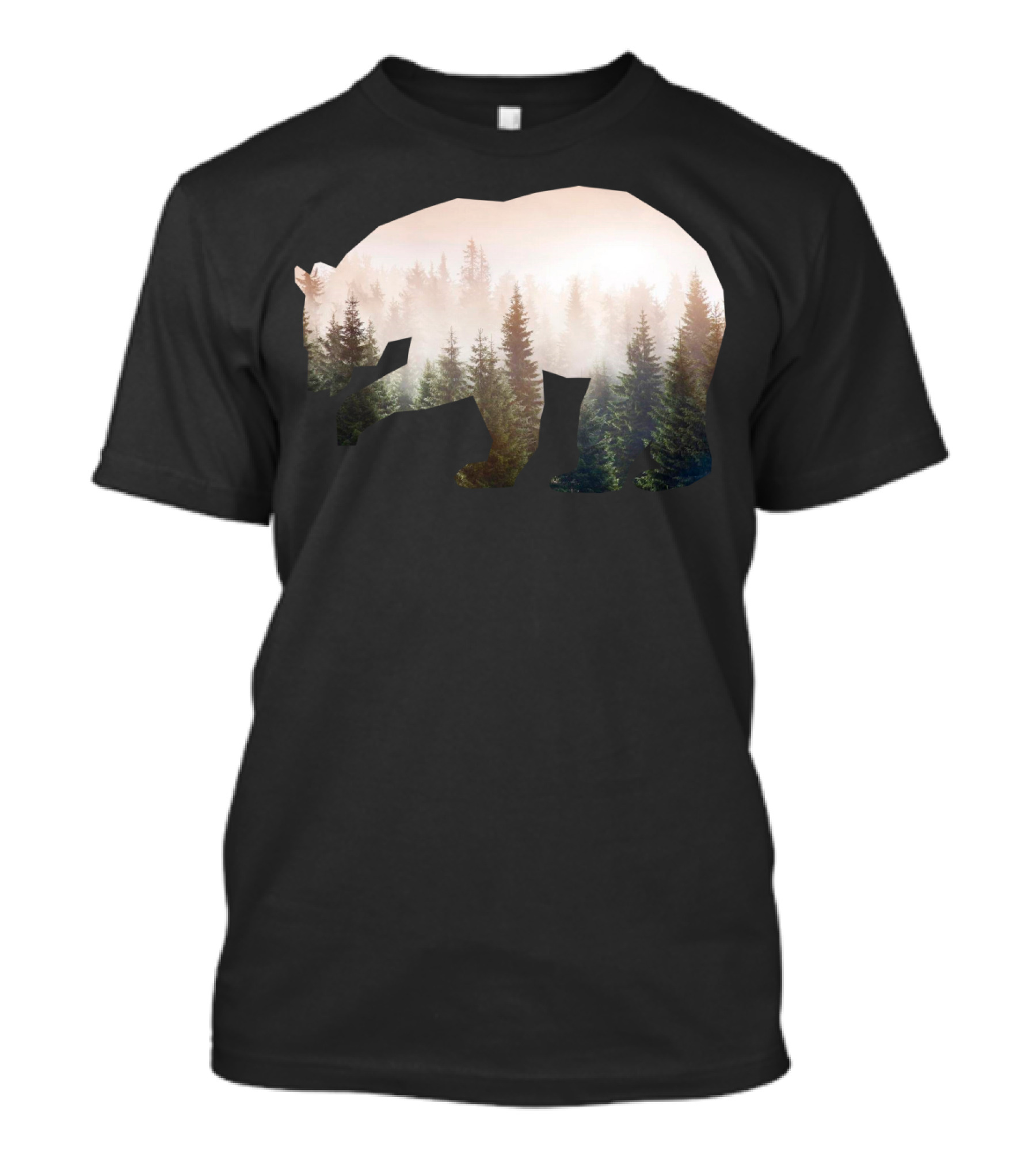 BearSkog Forest Silhouette Bear T-Shirt