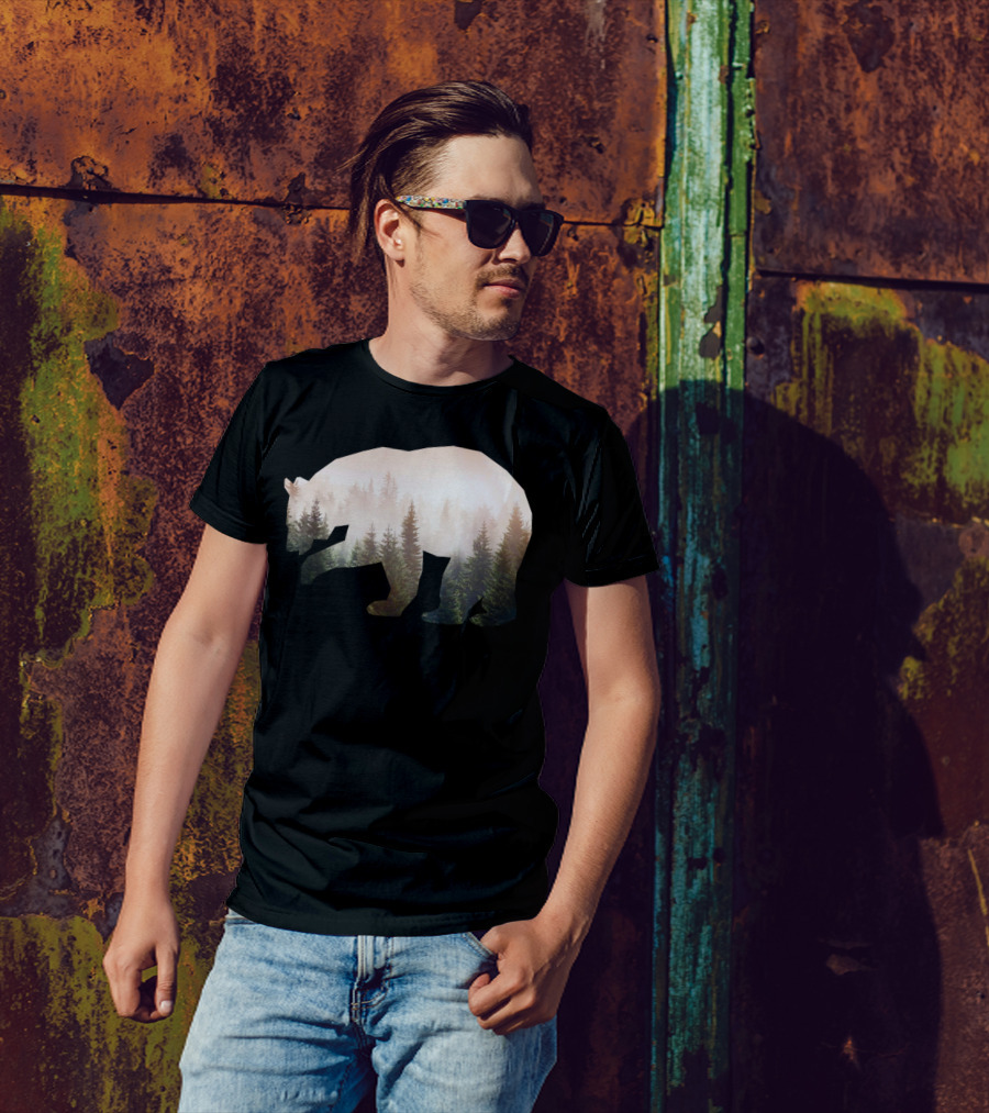 BearSkog Forest Silhouette Bear T-Shirt