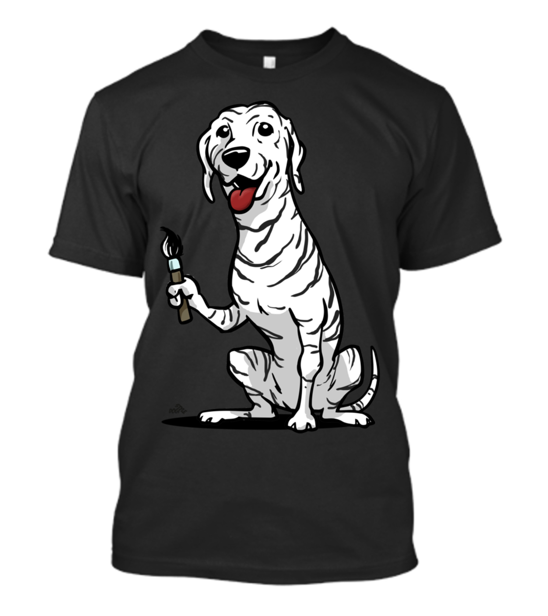 Funny Dalmatian Cartoon Dog With Paintbrush T-Shirt