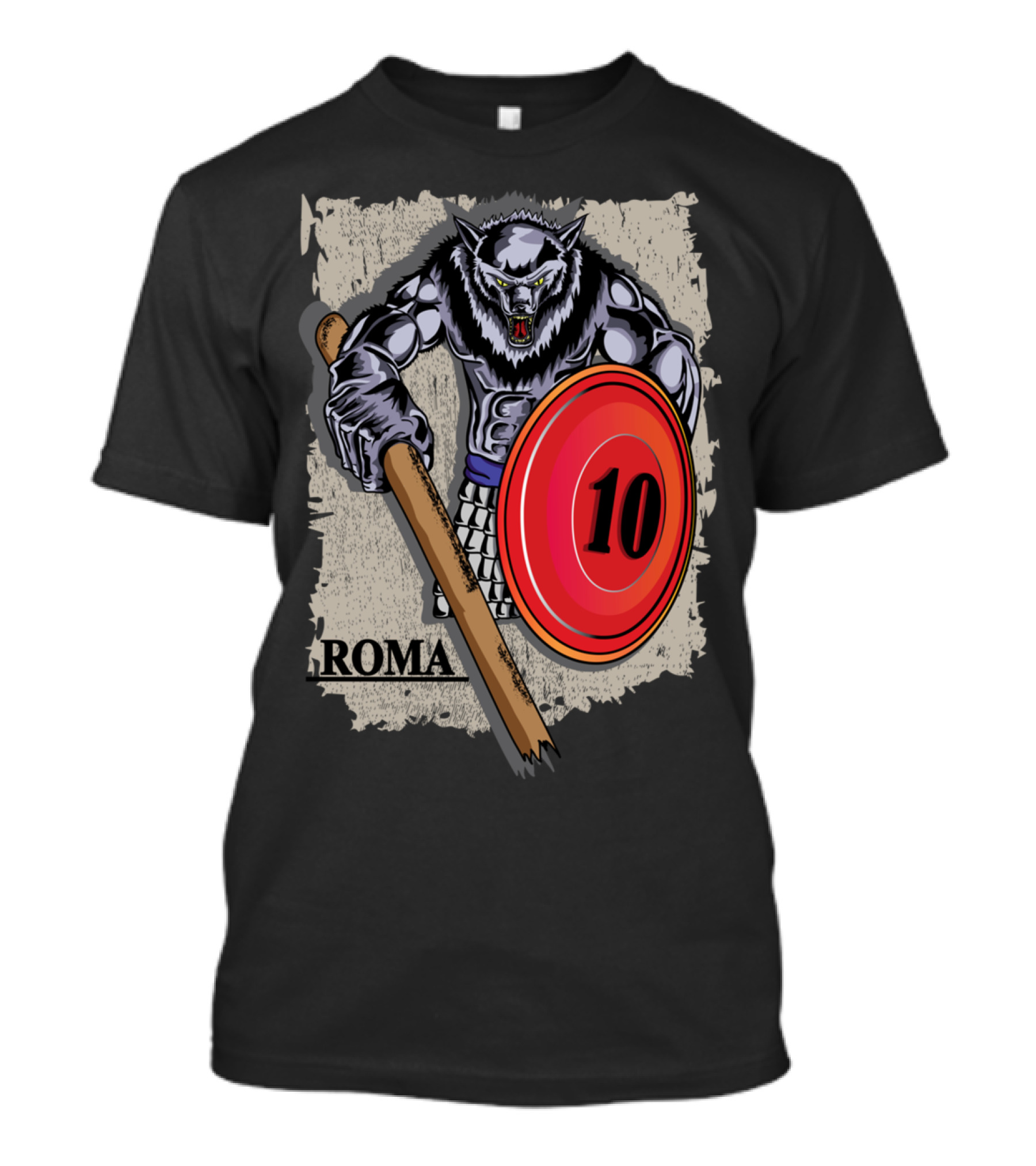 Roma 10 Fans Club Indonesia Warrior Wolf Shield T-Shirt