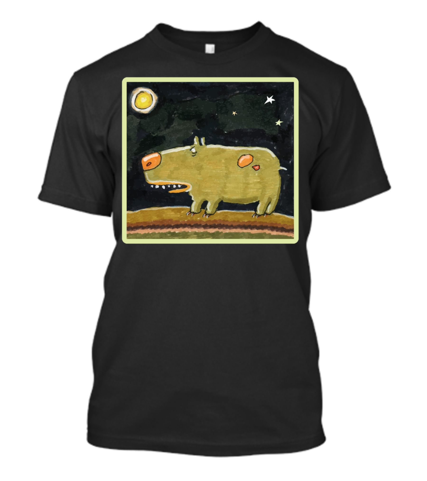 Funny Dog Under Moon And Stars T-Shirt