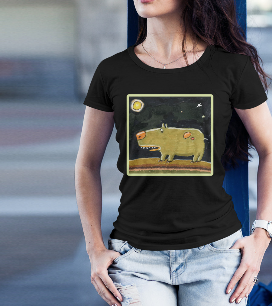 Funny Dog Under Moon And Stars T-Shirt