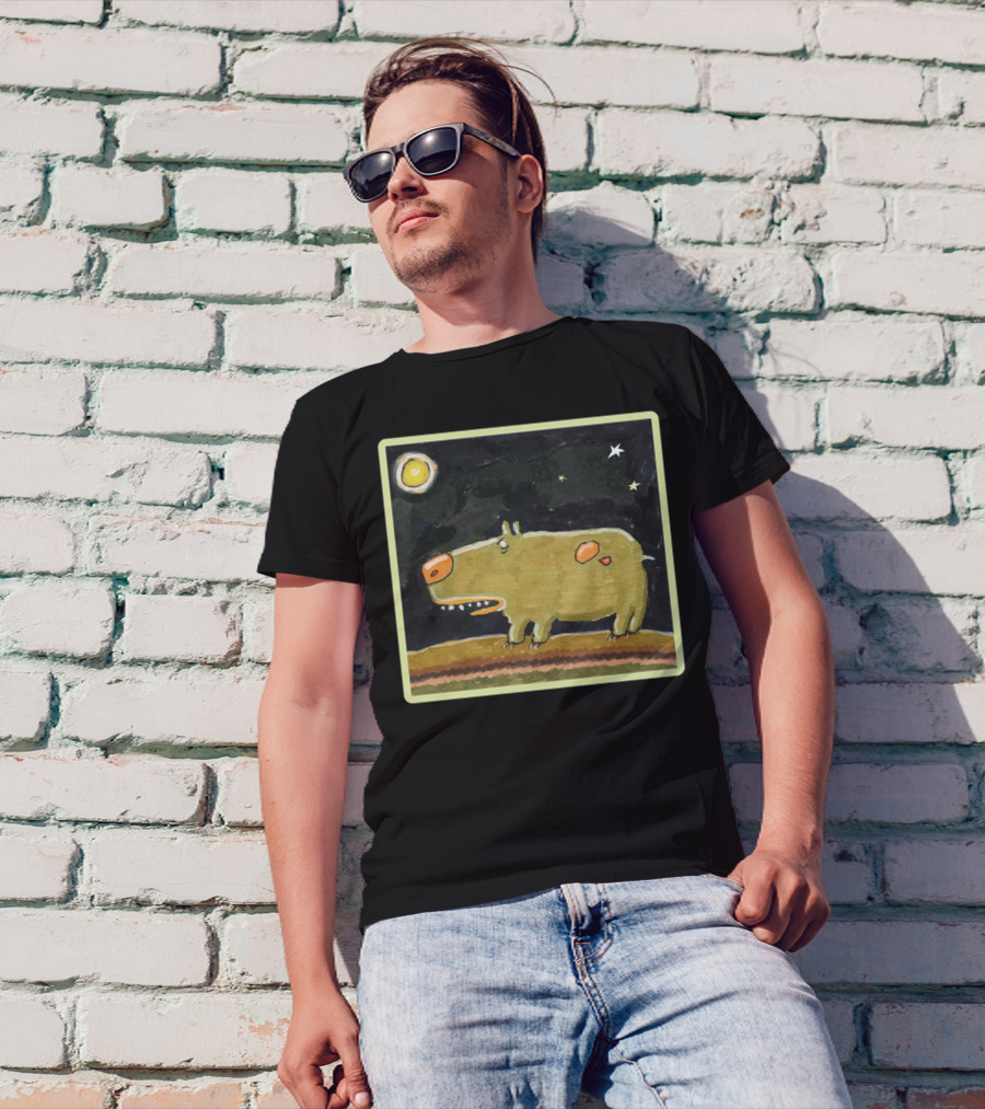Funny Dog Under Moon And Stars T-Shirt