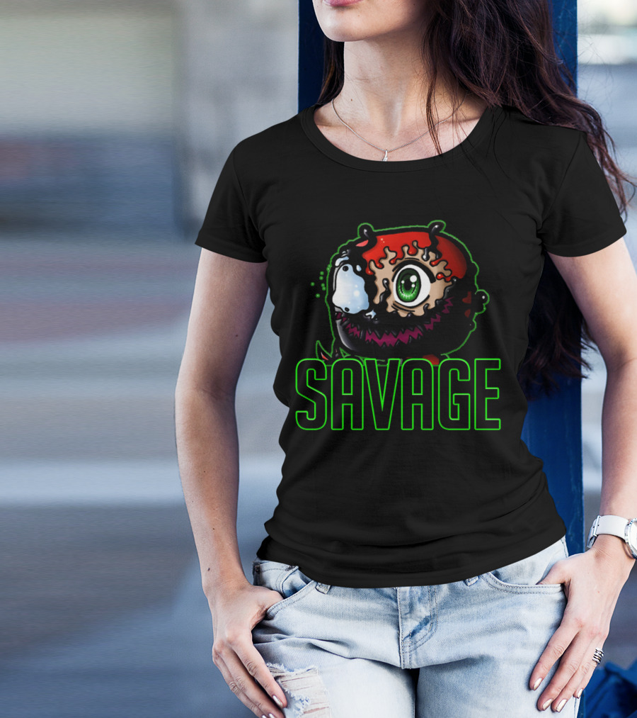 CarnageTheSavage Character With Green Outline And Savage Text T-Shirt