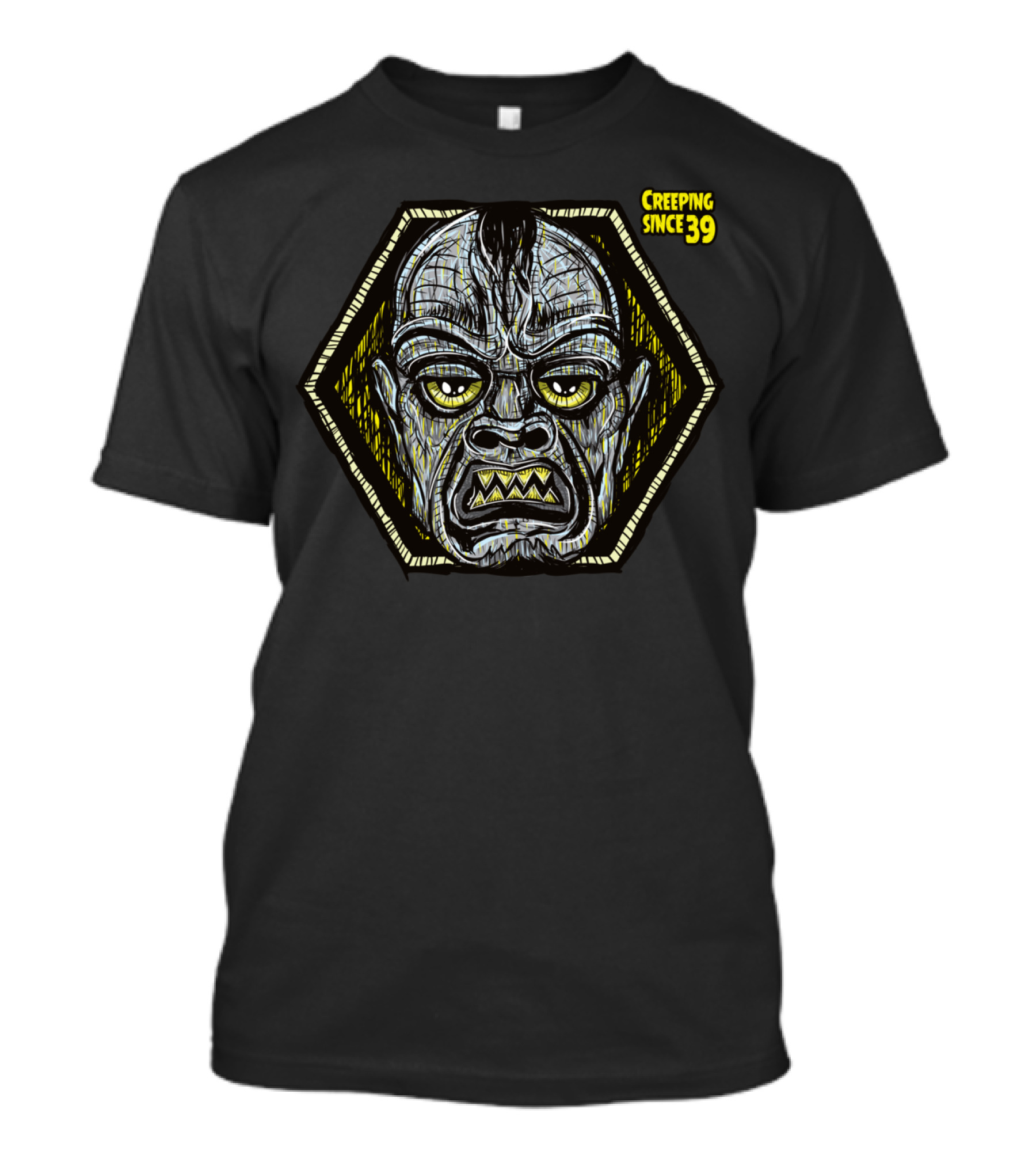 Creeping Since 39 Hexagonal Monster Face Aceofs T-Shirt