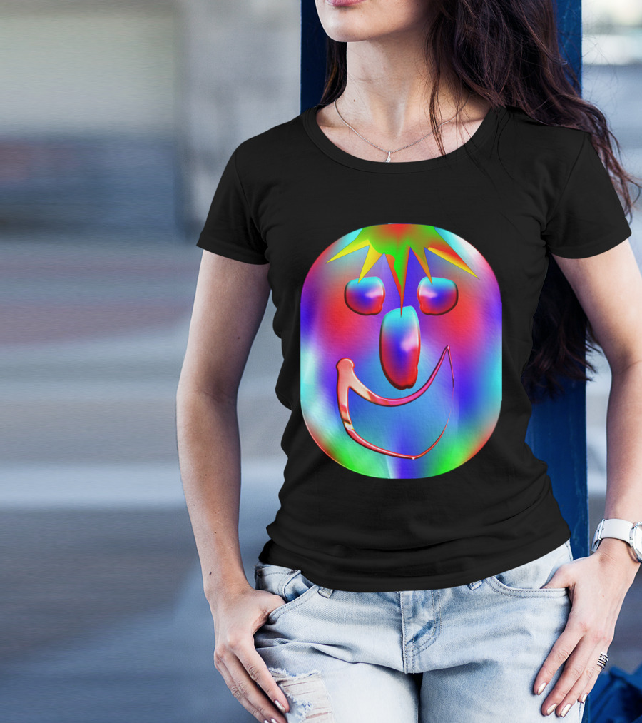 Carnaval Colorful Smiling Face With Vibrant Starburst Hair T-Shirt