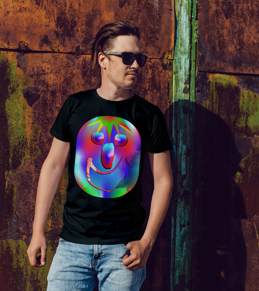 Carnaval Colorful Smiling Face With Vibrant Starburst Hair T-Shirt