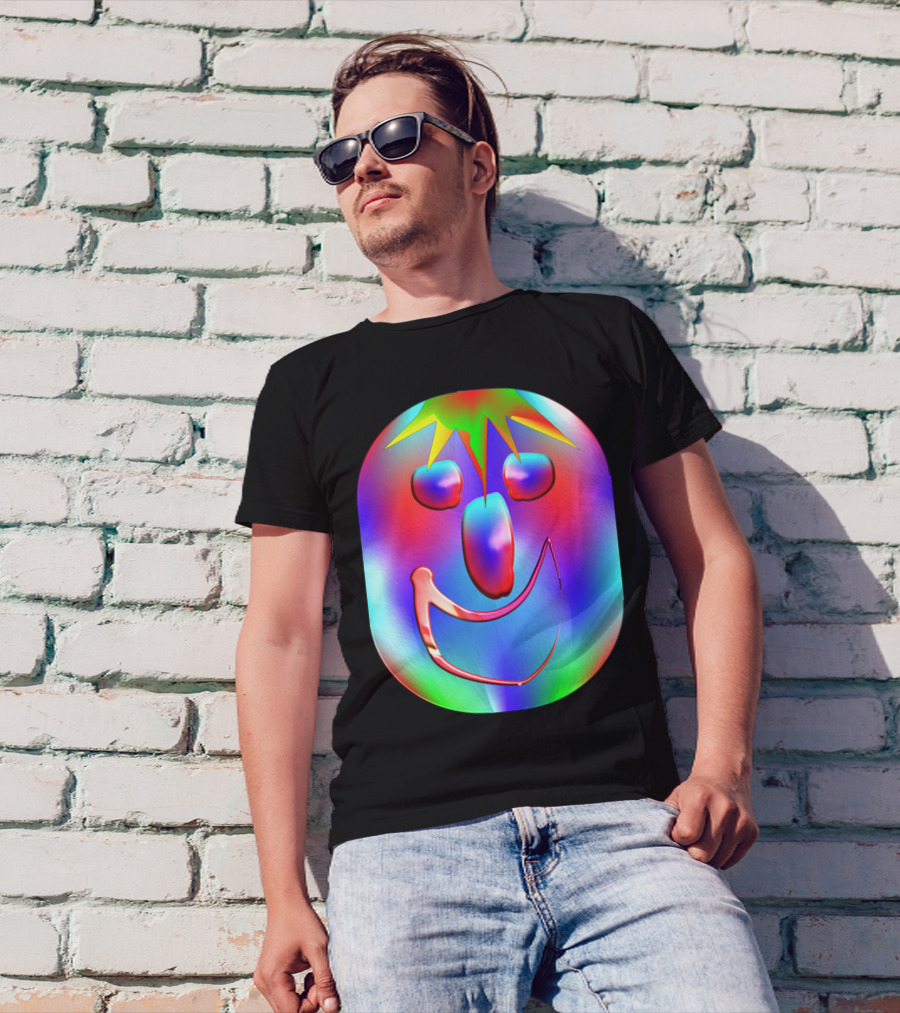 Carnaval Colorful Smiling Face With Vibrant Starburst Hair T-Shirt