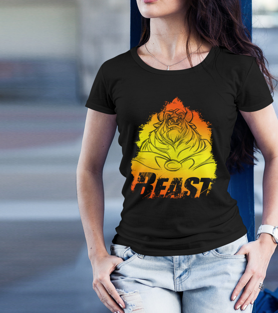 Beast Flame Sketch Yellow Orange Fade T-Shirt
