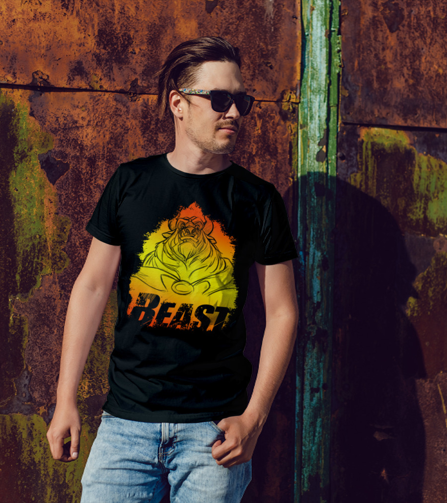 Beast Flame Sketch Yellow Orange Fade T-Shirt