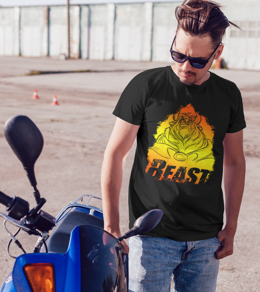Beast Flame Sketch Yellow Orange Fade T-Shirt