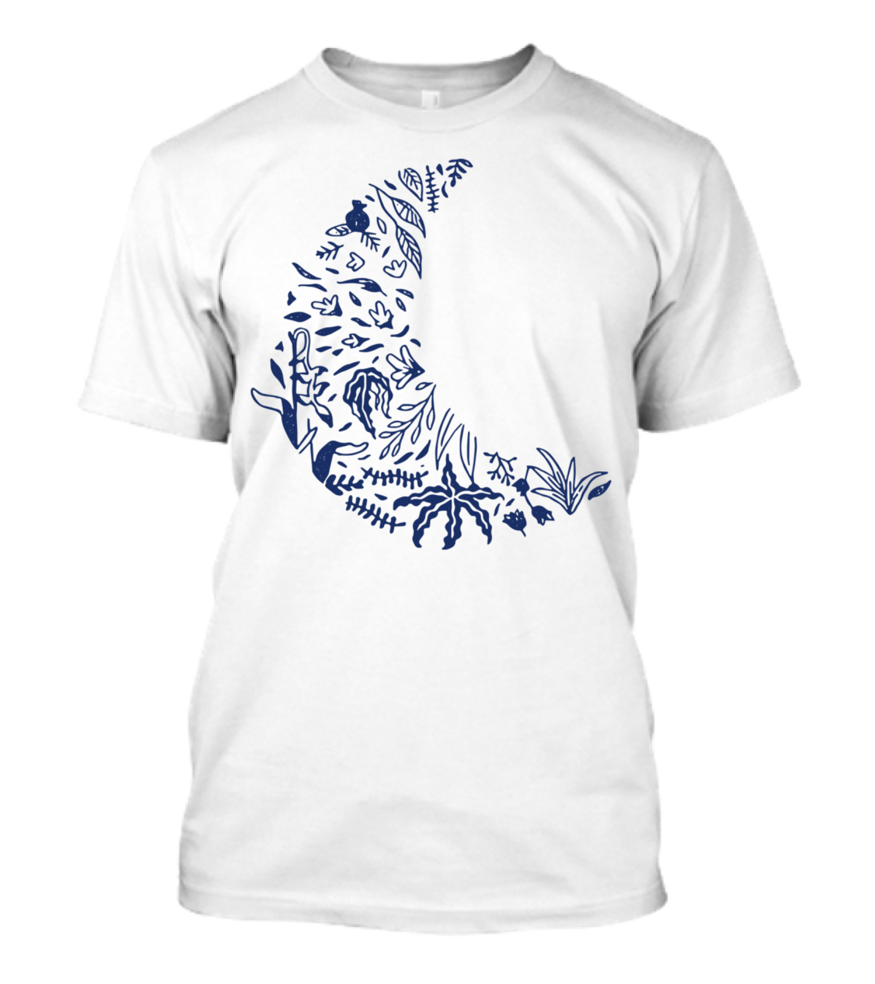 Crescent Forest Moon With Leaves And Plants T-Shirt