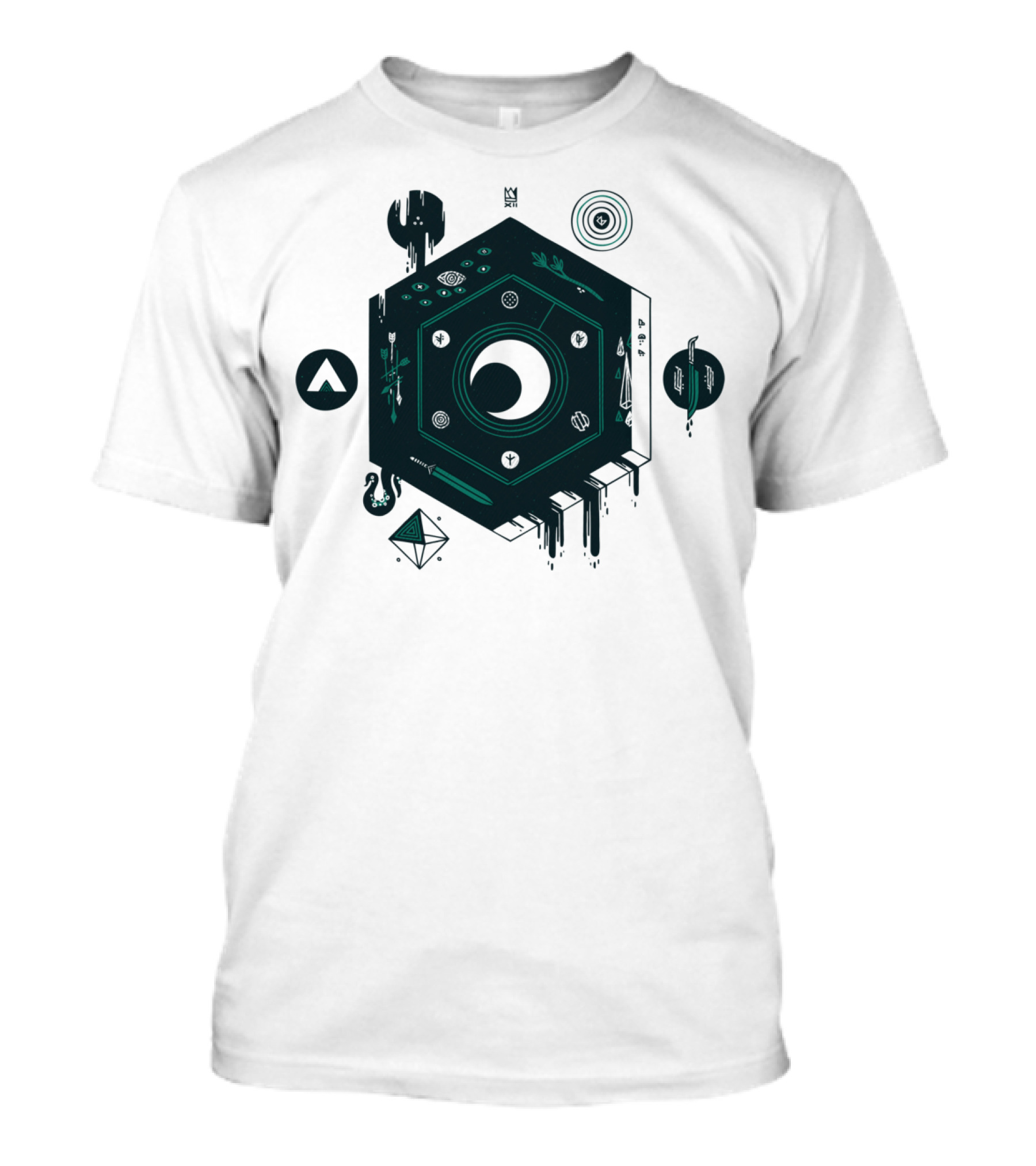 Crescent Hexagonal Geometric Patterns And Symbols T-Shirt
