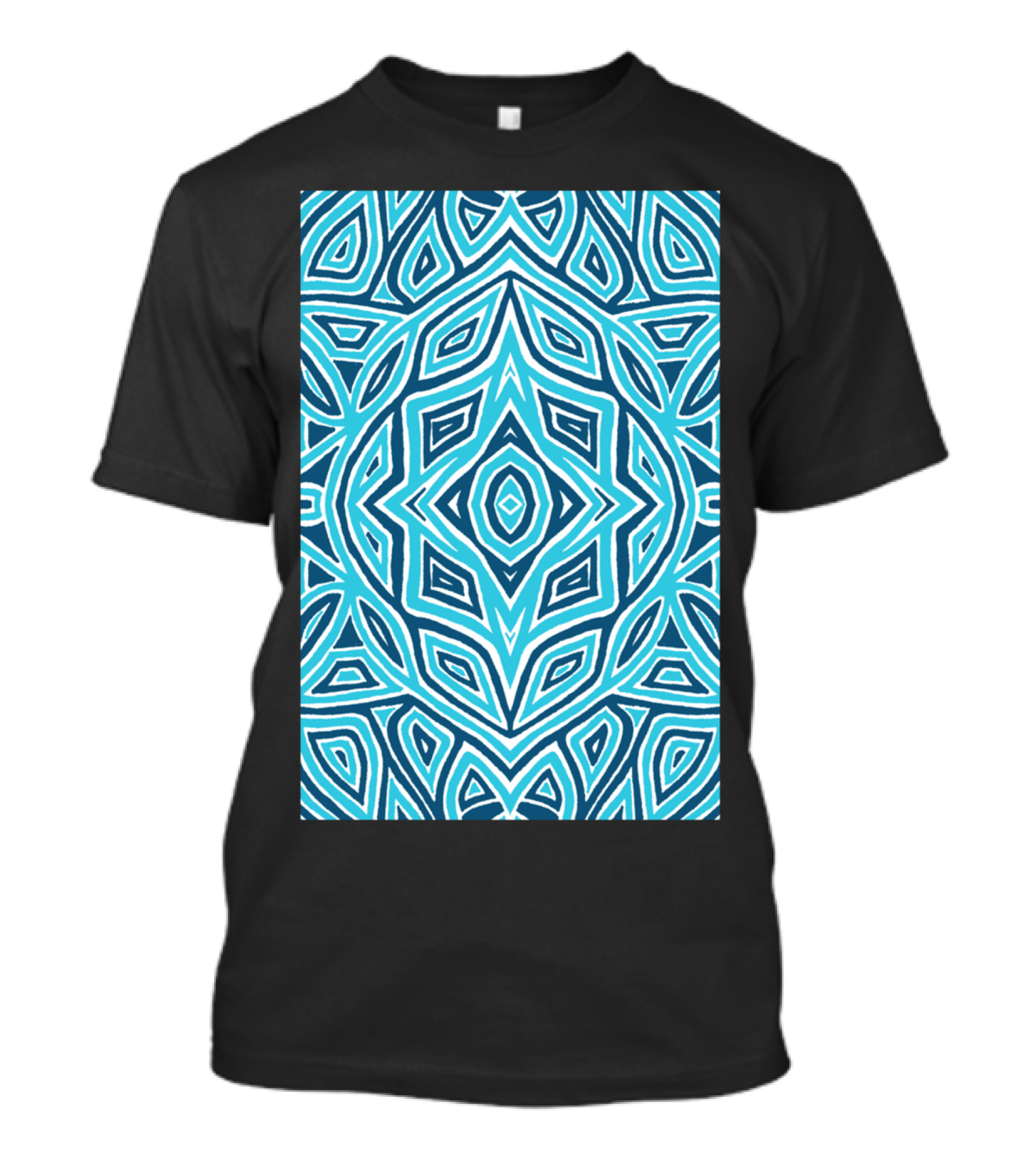 Rose Bud Blue Pattern Geometric Mandala T-Shirt