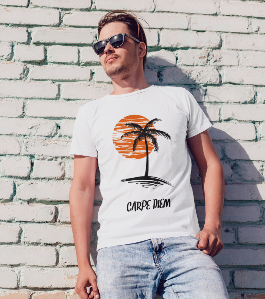 Carpe Diem Seize The Day Palm Tree Sunset T-Shirt