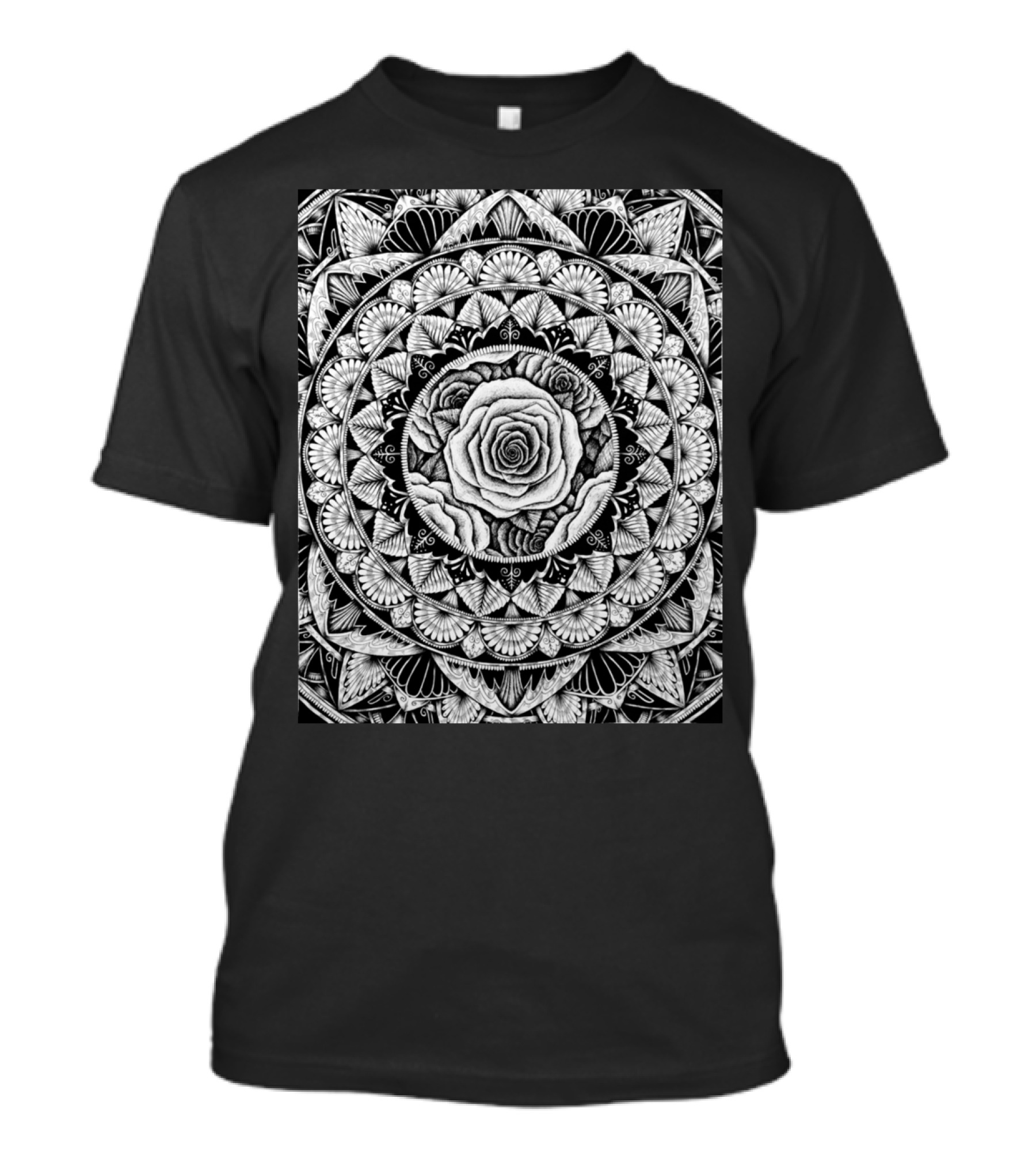 Rose In Intricate Mandala Pattern T-Shirt