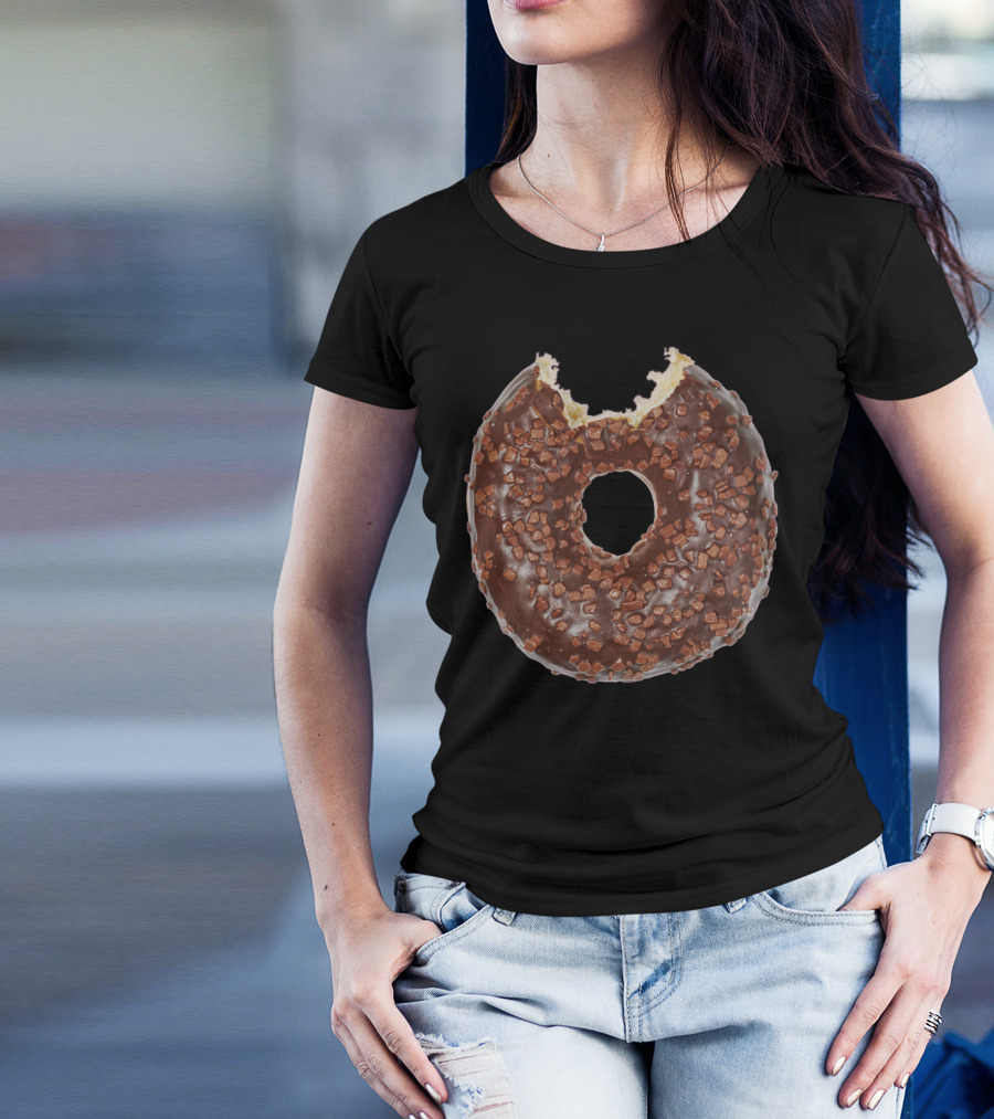 Round Chocolate Doughnut With Bite And Sprinkles T-Shirt