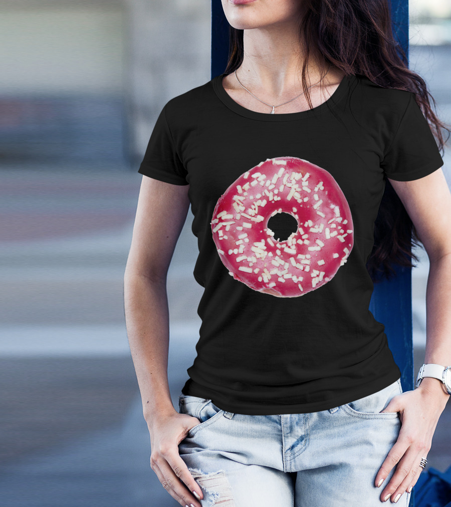 Round Pink Chocolate Sprinkle Doughnut T-Shirt