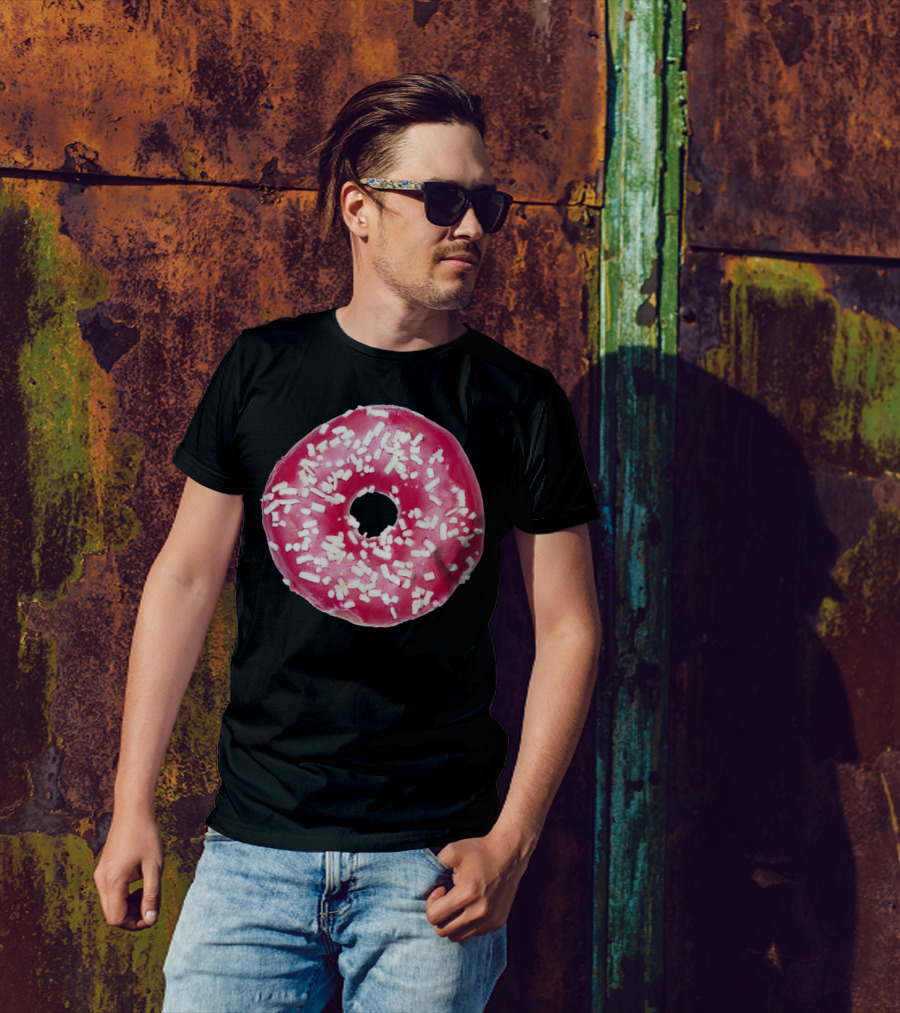 Round Pink Chocolate Sprinkle Doughnut T-Shirt
