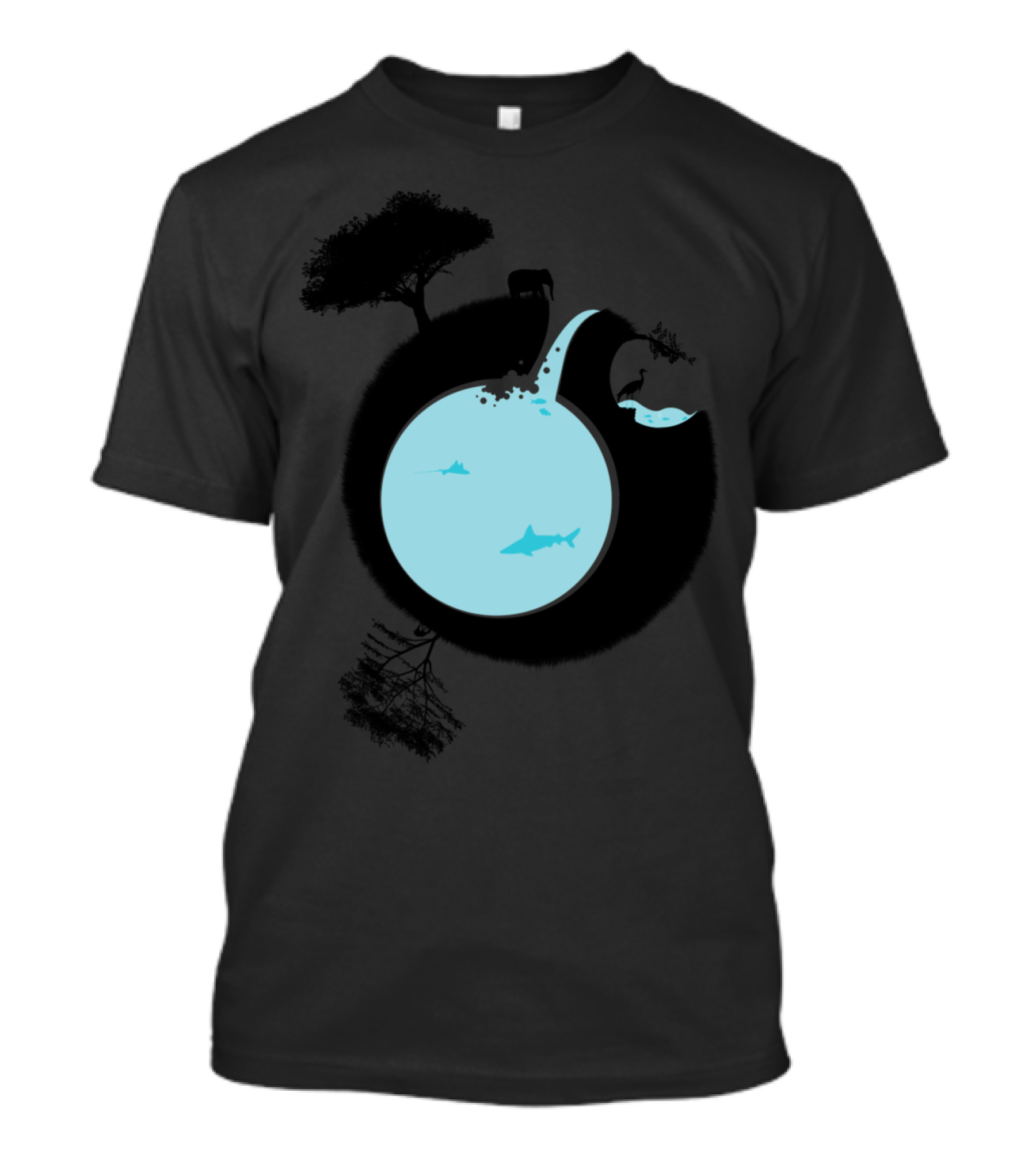 Round The World Ocean Globe With Wildlife And Sharks T-Shirt
