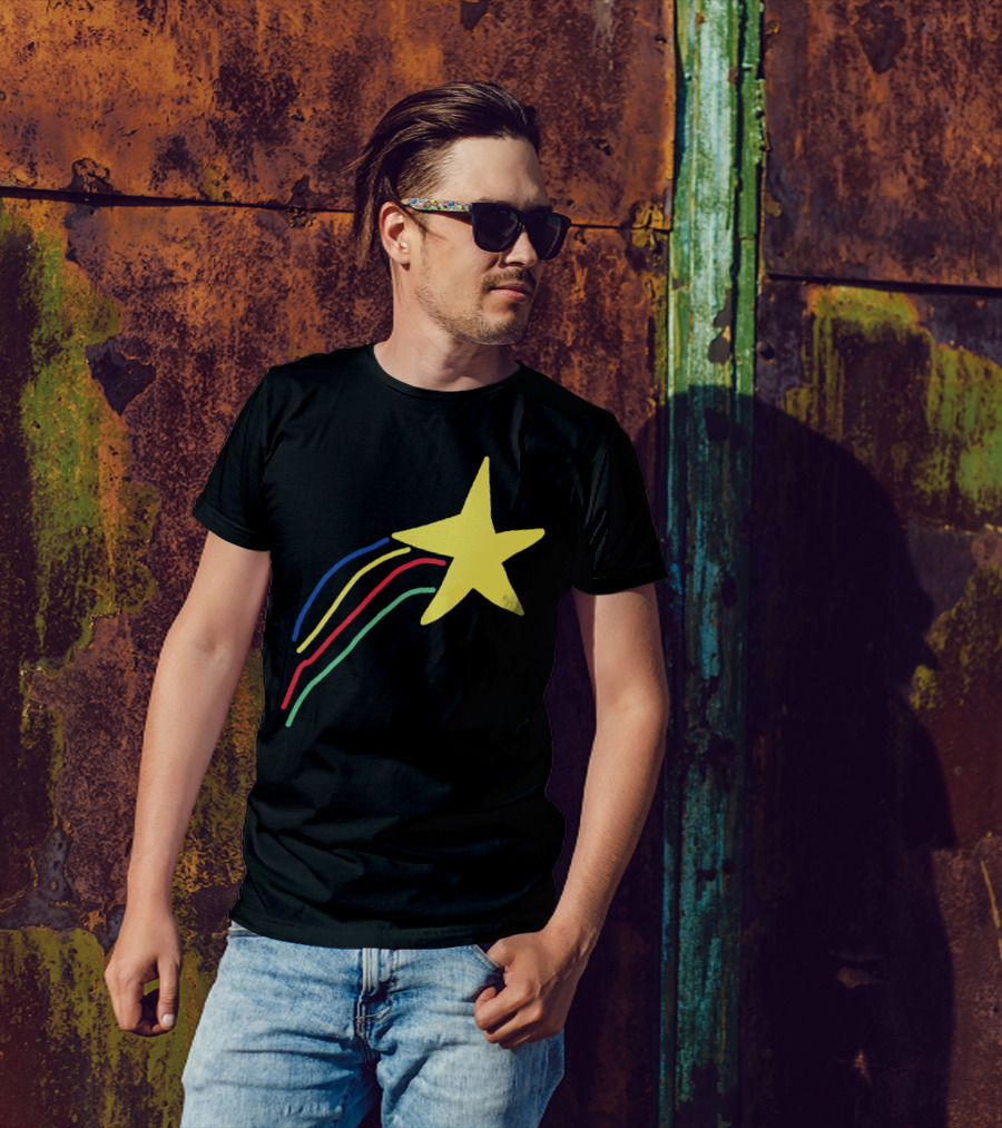 Wow Great Job Yellow Star Shooting With Colorful Trails T-Shirt