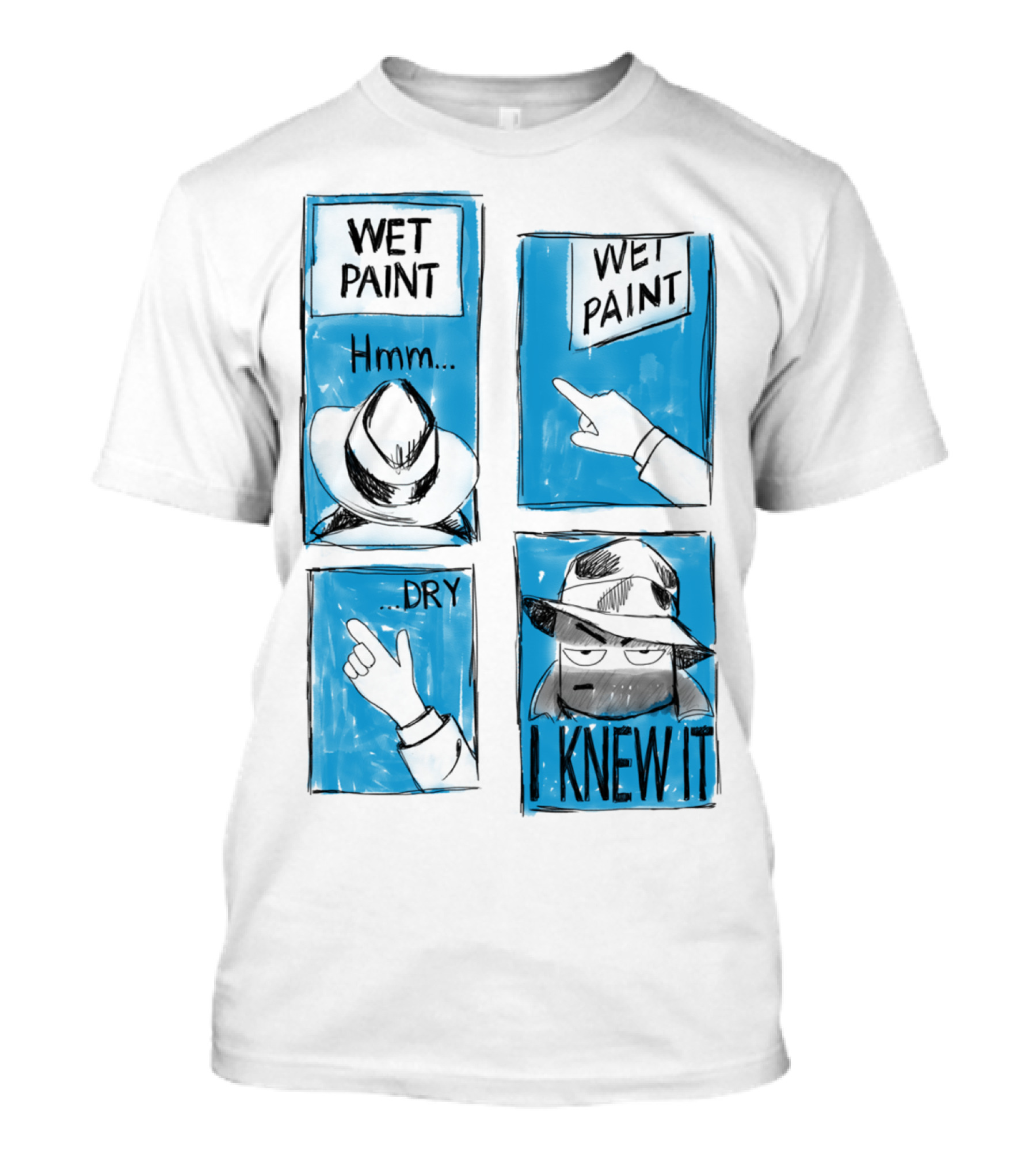Wet Paint Detective Hmm I Knew It Dry Comic Panel T-Shirt