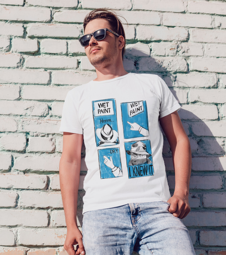 Wet Paint Detective Hmm I Knew It Dry Comic Panel T-Shirt