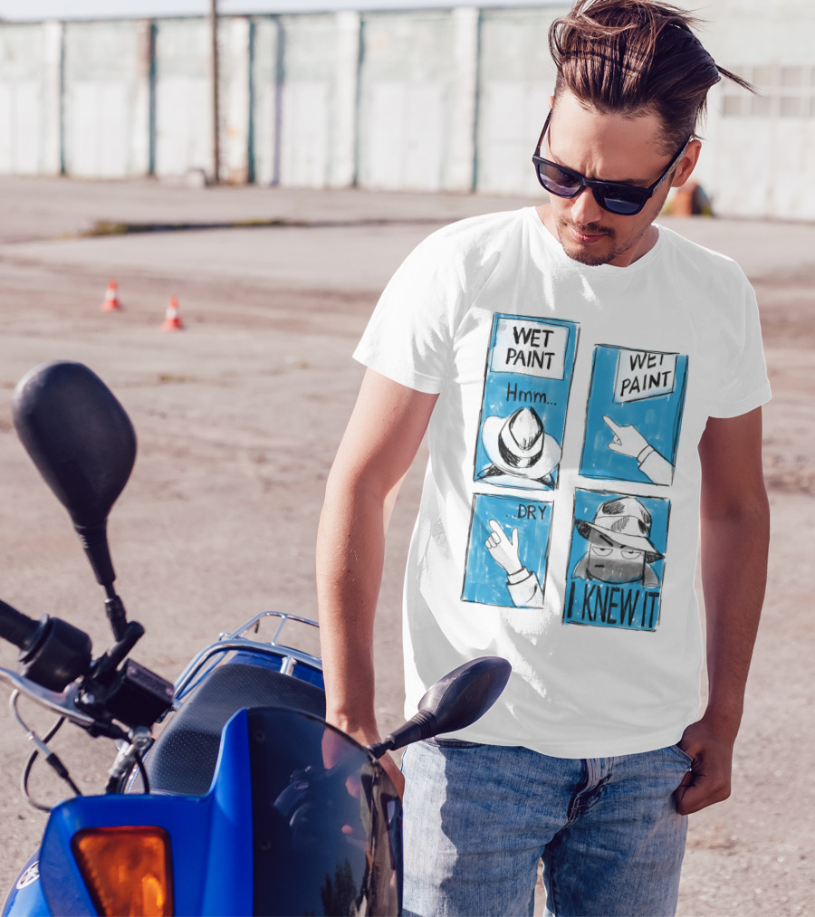 Wet Paint Detective Hmm I Knew It Dry Comic Panel T-Shirt
