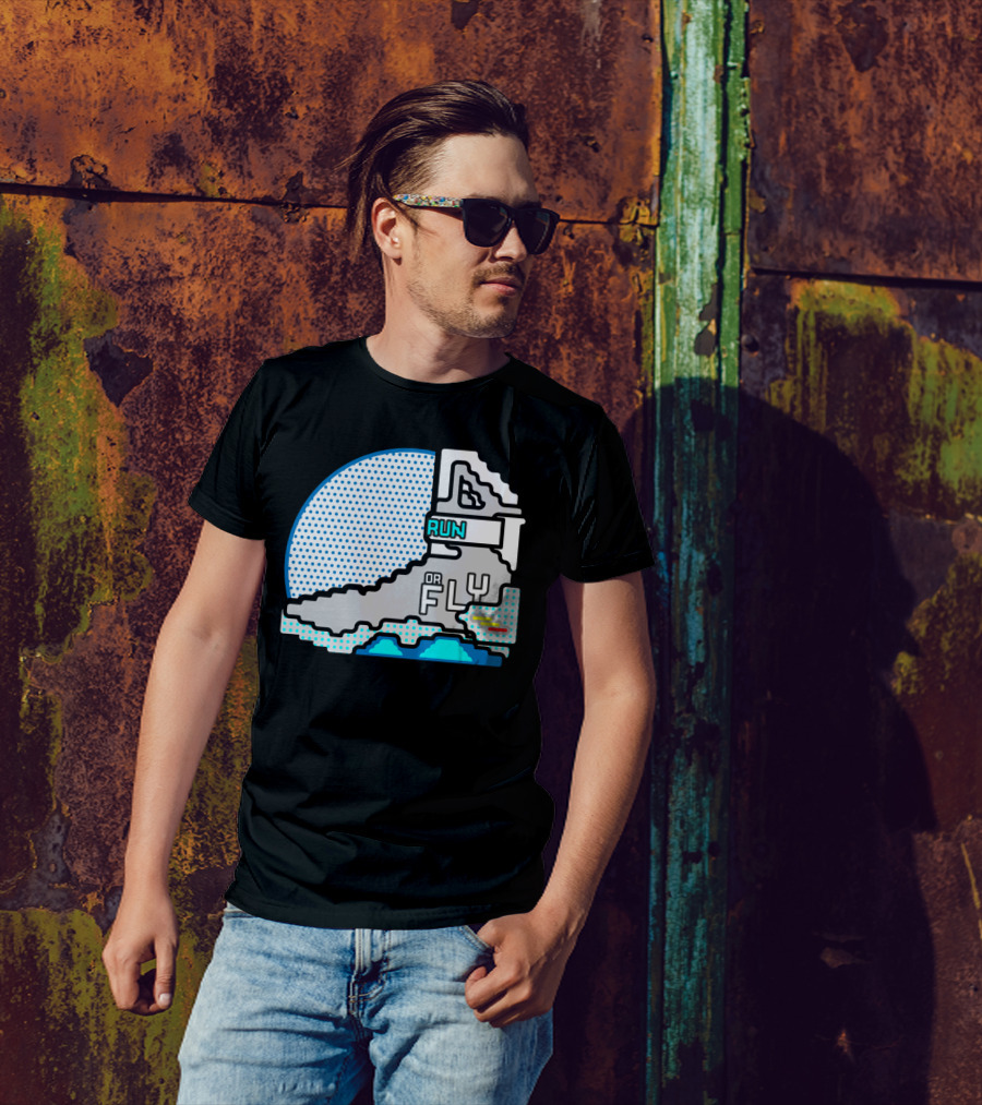 Run Or Fly Pixel Sneaker Retro Pop T-Shirt