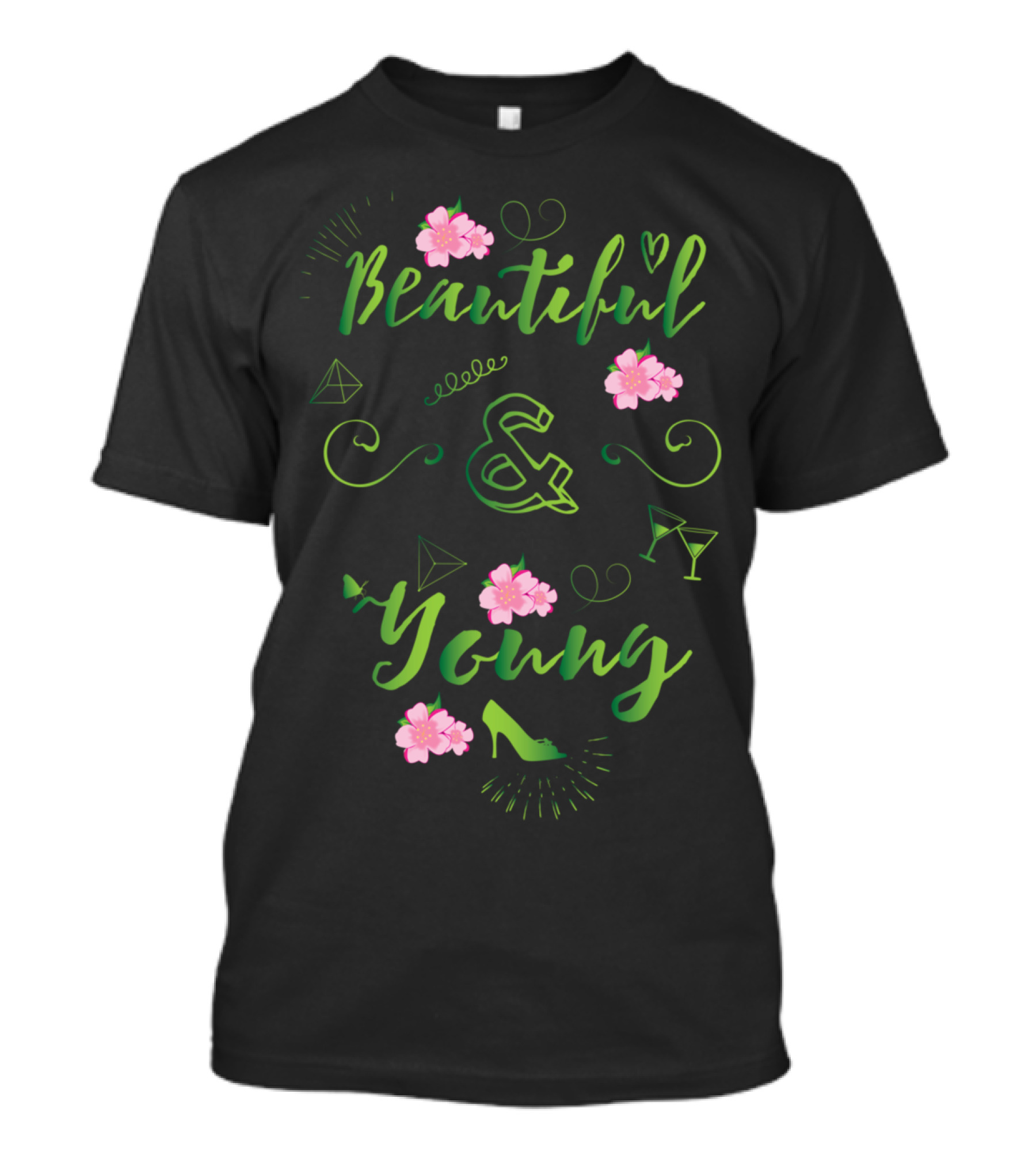 Beautiful And Young Floral Cocktail Vibes T-Shirt