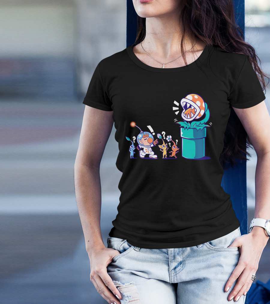 Pikmin Astronaut Wrong Planet Piranha Pipe Encounter T-Shirt