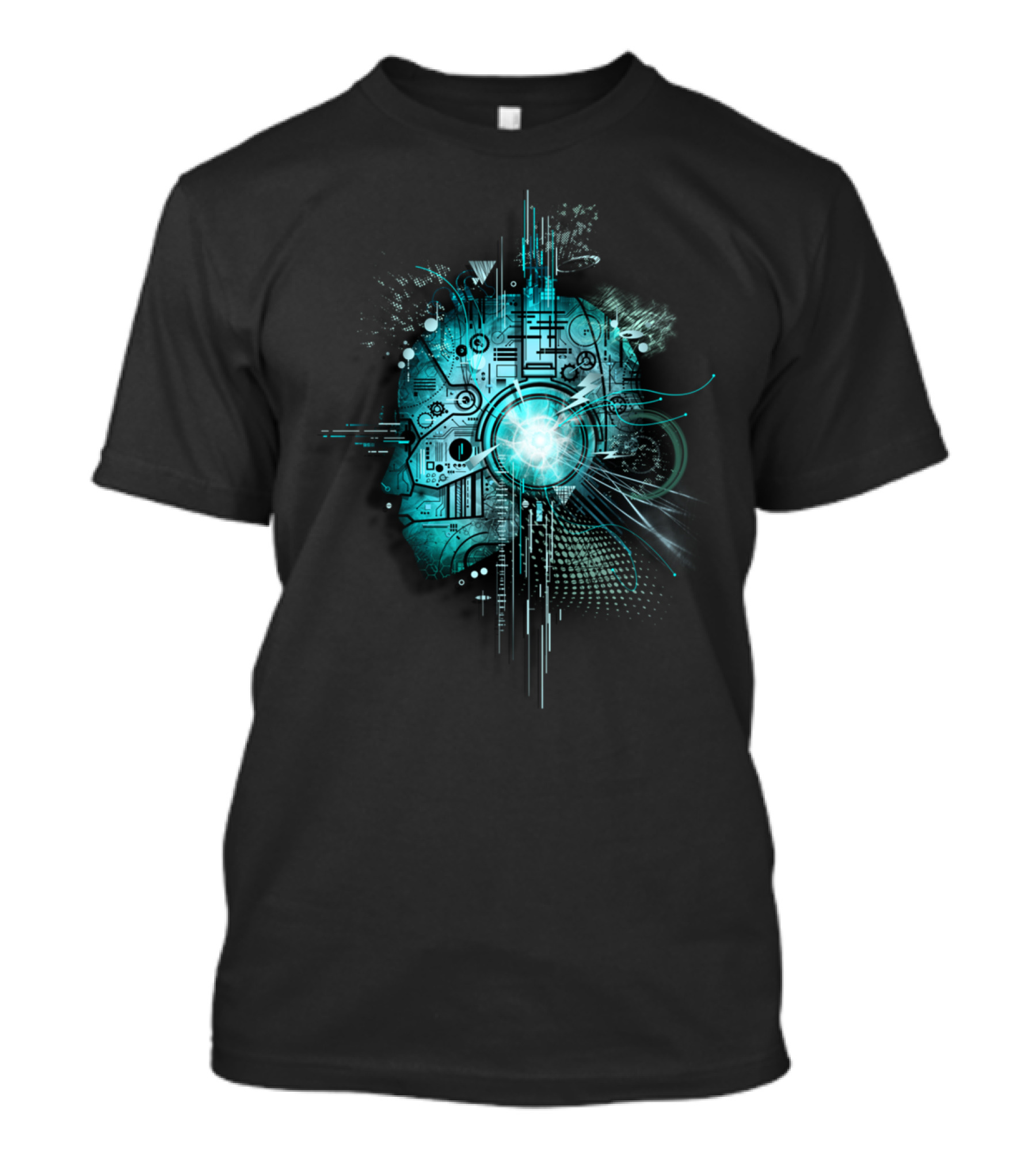 Techno Futuristic Cybernetic Circuitry Face T-Shirt
