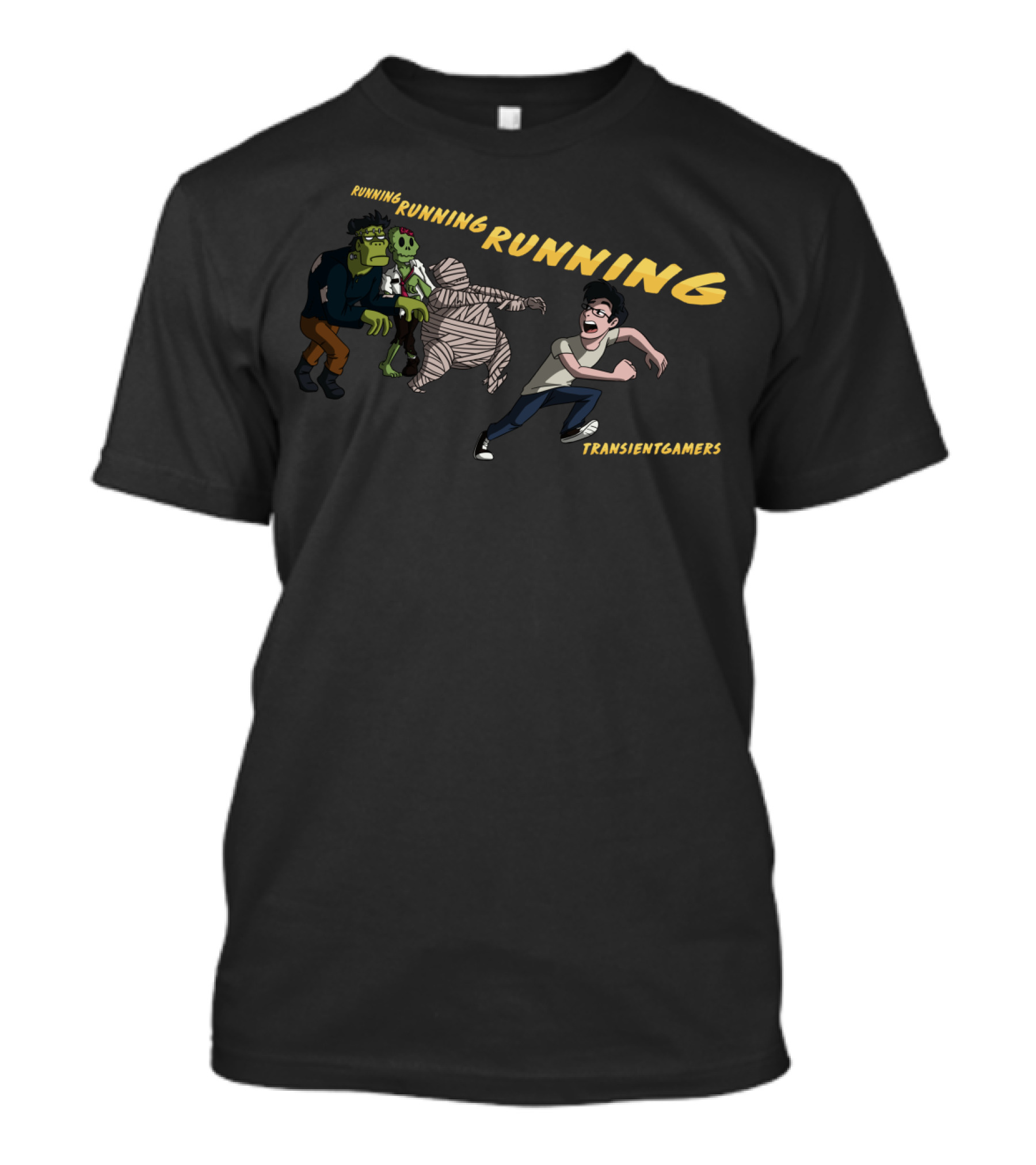 RUNNING RUNNING RUNNING TRANSIENTGAMERS Monster Chase T-Shirt