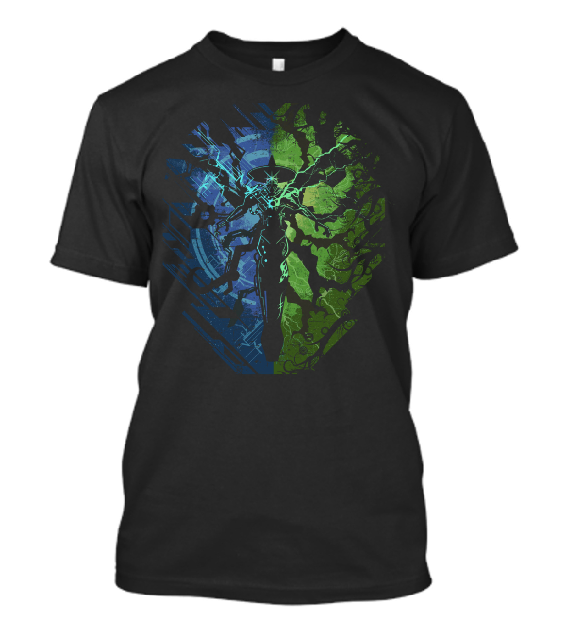 TechnoArcane Cyborg Fusion With Electric Energy Burst T-Shirt