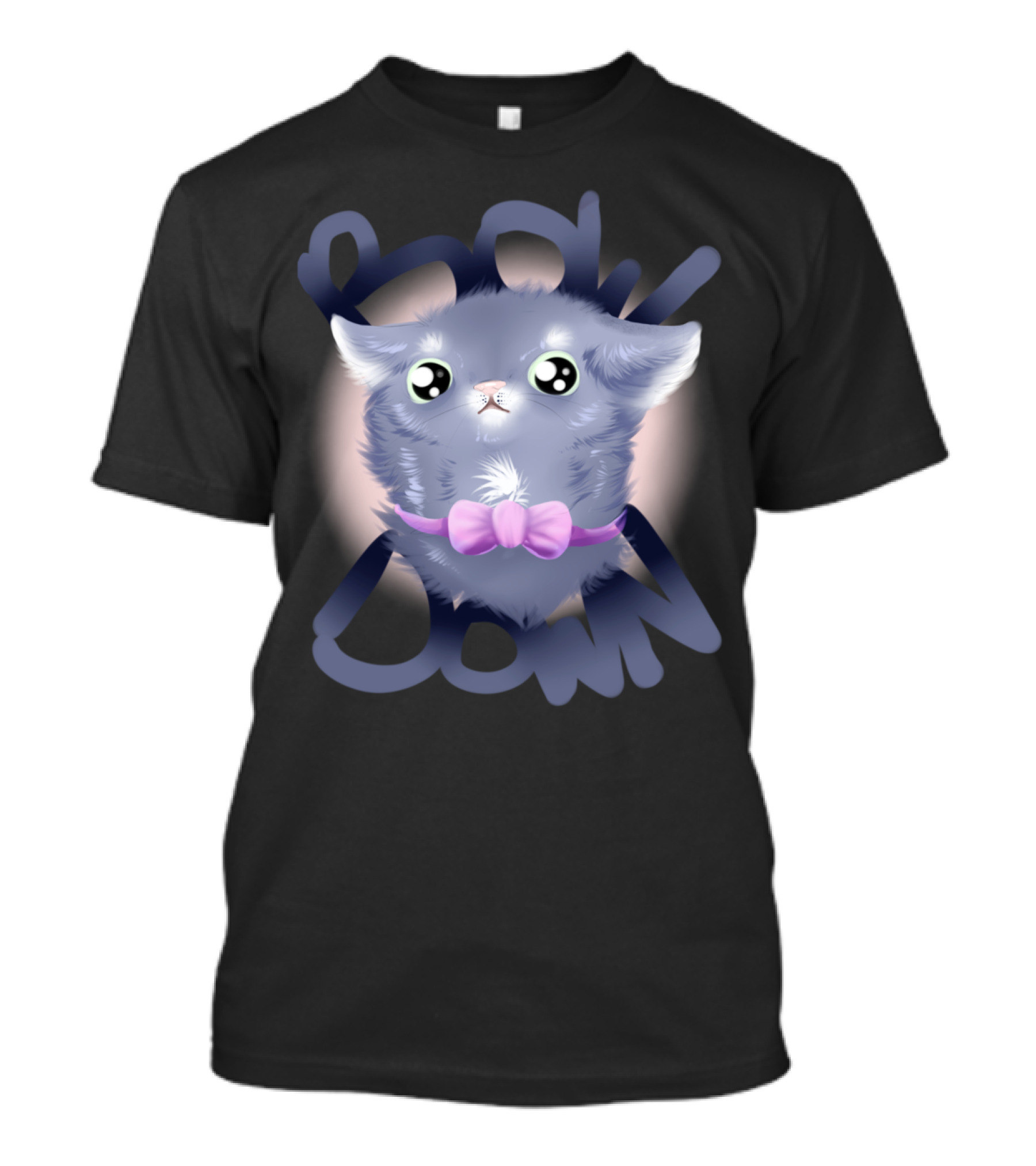 Bow Down Cute Fluffy Kitten With Purple Bow Tie T-Shirt