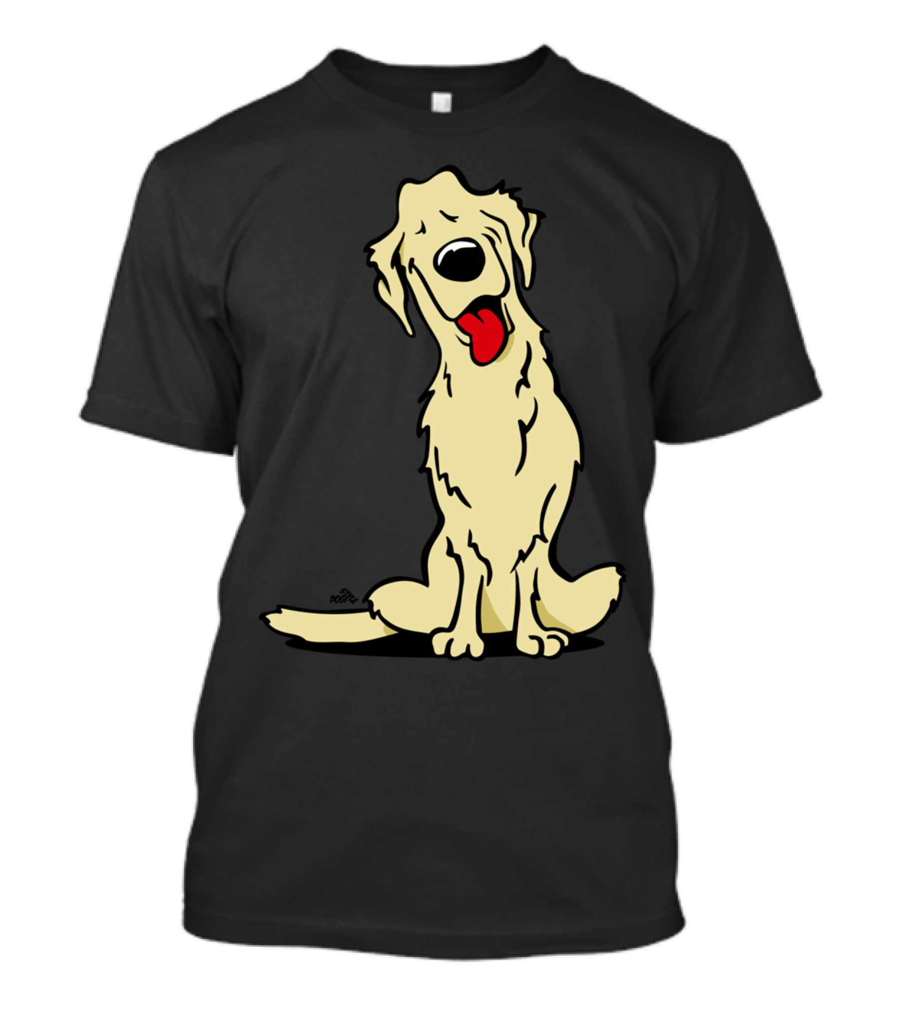 Cartoon Golden Retriever Dog Drawing With Tongue Out T-Shirt