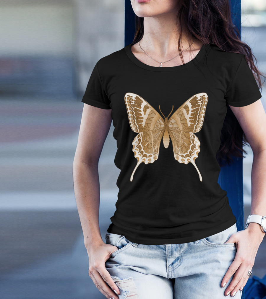 Beautiful Ornate Copper Butterfly T-Shirt