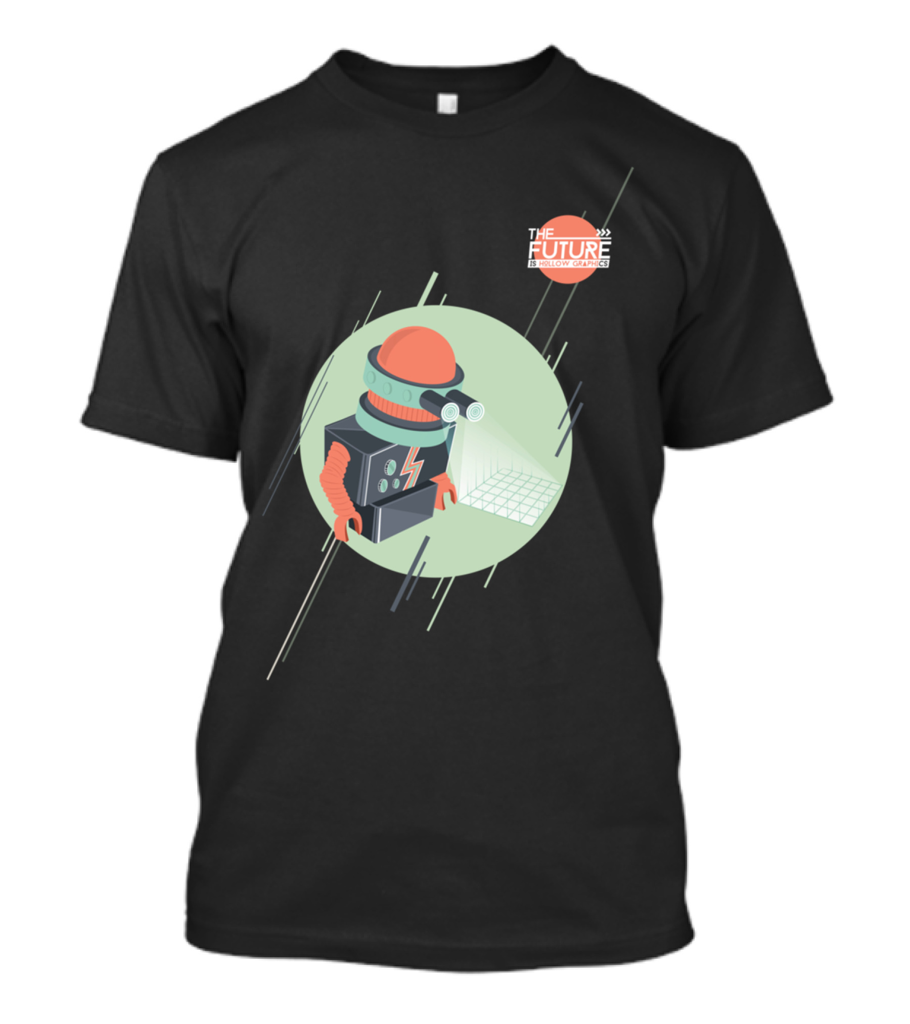 Future Is Hollow Graphics Retro Robot Projection T-Shirt