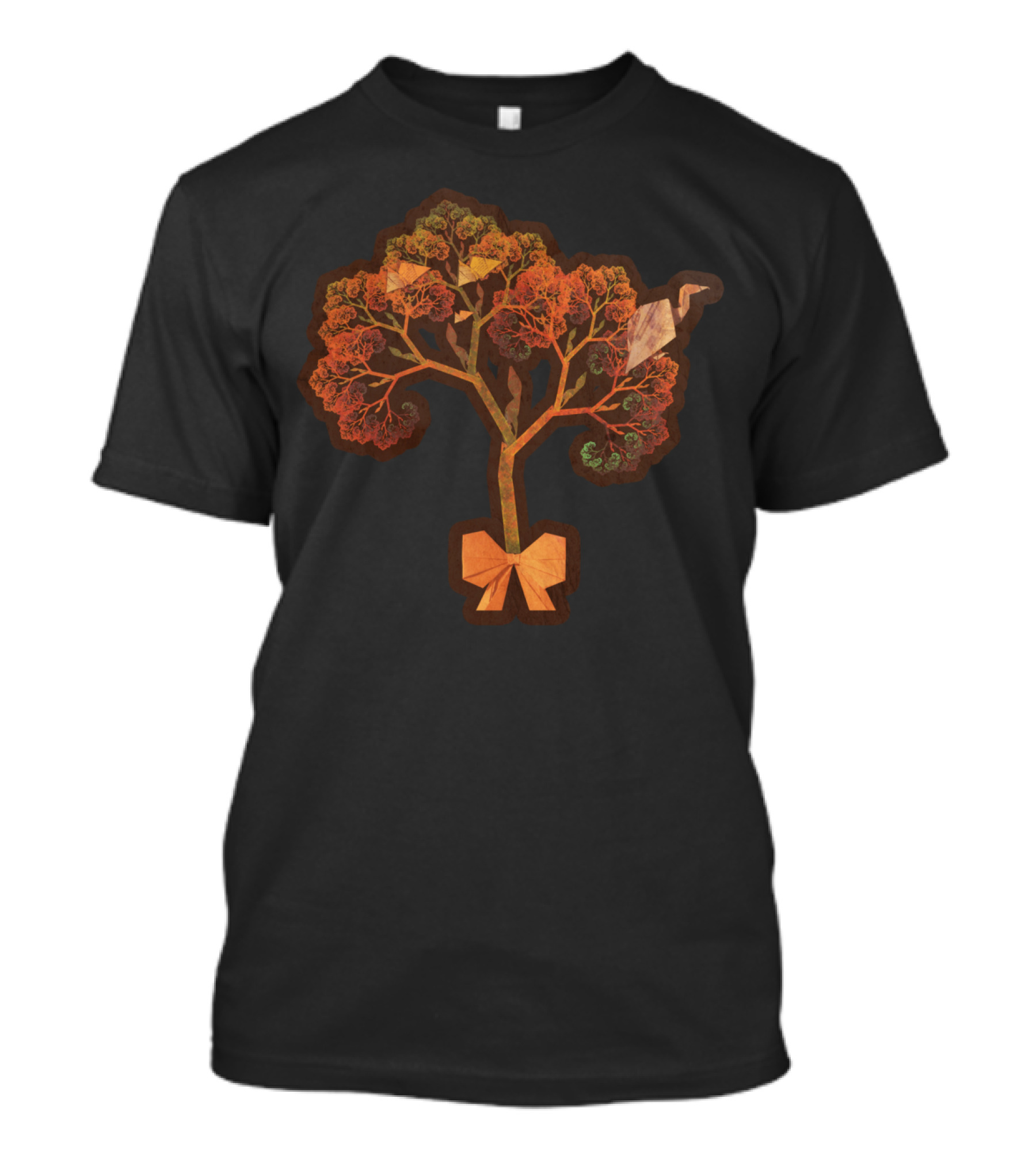 Fractal Tree Collage With Origami Elements T-Shirt