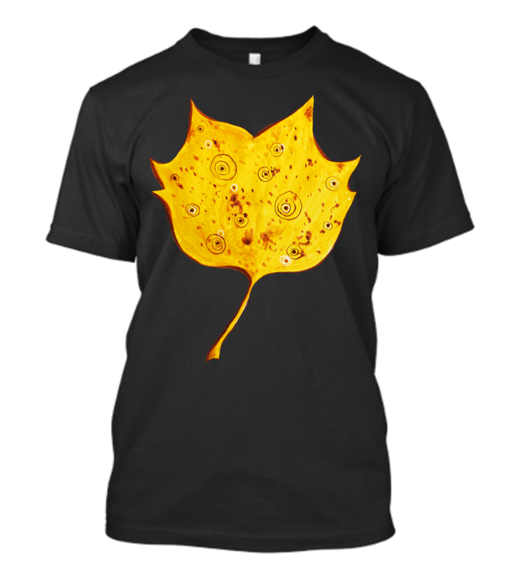 Fancy Yellow Leaf With Circular T-Shirt