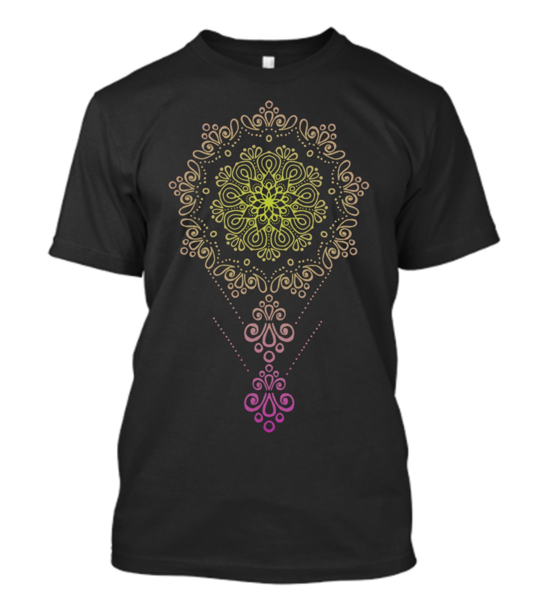 Beautiful Mandala Yellow Green Pink T-Shirt