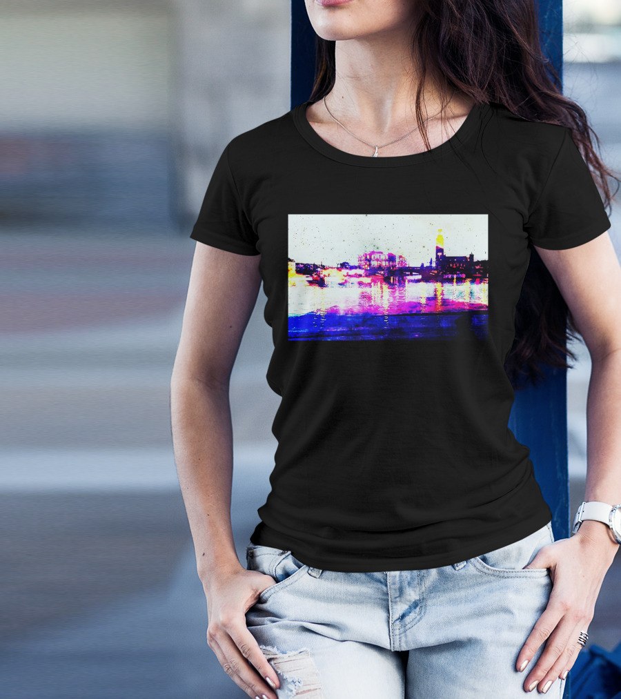 Fantasy Cities Vibrant Skyline Reflections (The Sky As A Paper) T-Shirt